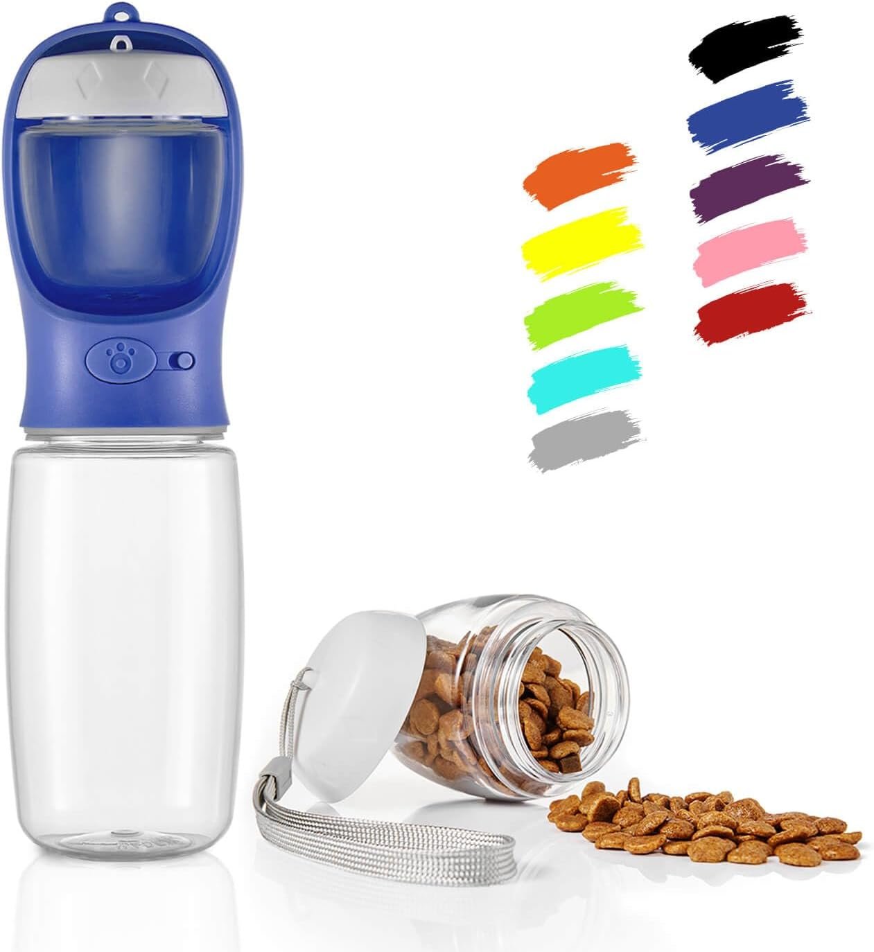WePet Portable Dog Water Bottle with Food Container, 19 OZ + 6 OZ, Leak Proof Puppy Water Dispenser with Drinking Feeder for Pets Outdoor Walking, Hiking, Travel, Food Grade Plastic
