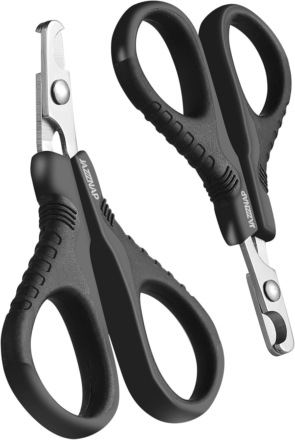 JAZZZNAP Cat Nail Clippers, Pet Nail Cutter Kitten Nail Trimmers for Cat, Puppies, Birds, Curved and Flat Tips with Non-Slip Handle (Black)
