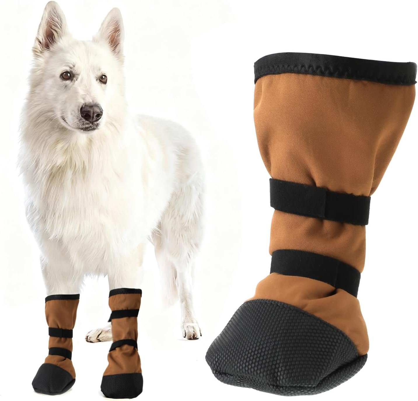 2 Pcs Dog Paw Wound Recovery Boots Non-Slip Dog Protector Boots for Injured Paw Breathable Soft Pet Shoes for Wound Care Outdoor Walking(XL,Khaki)