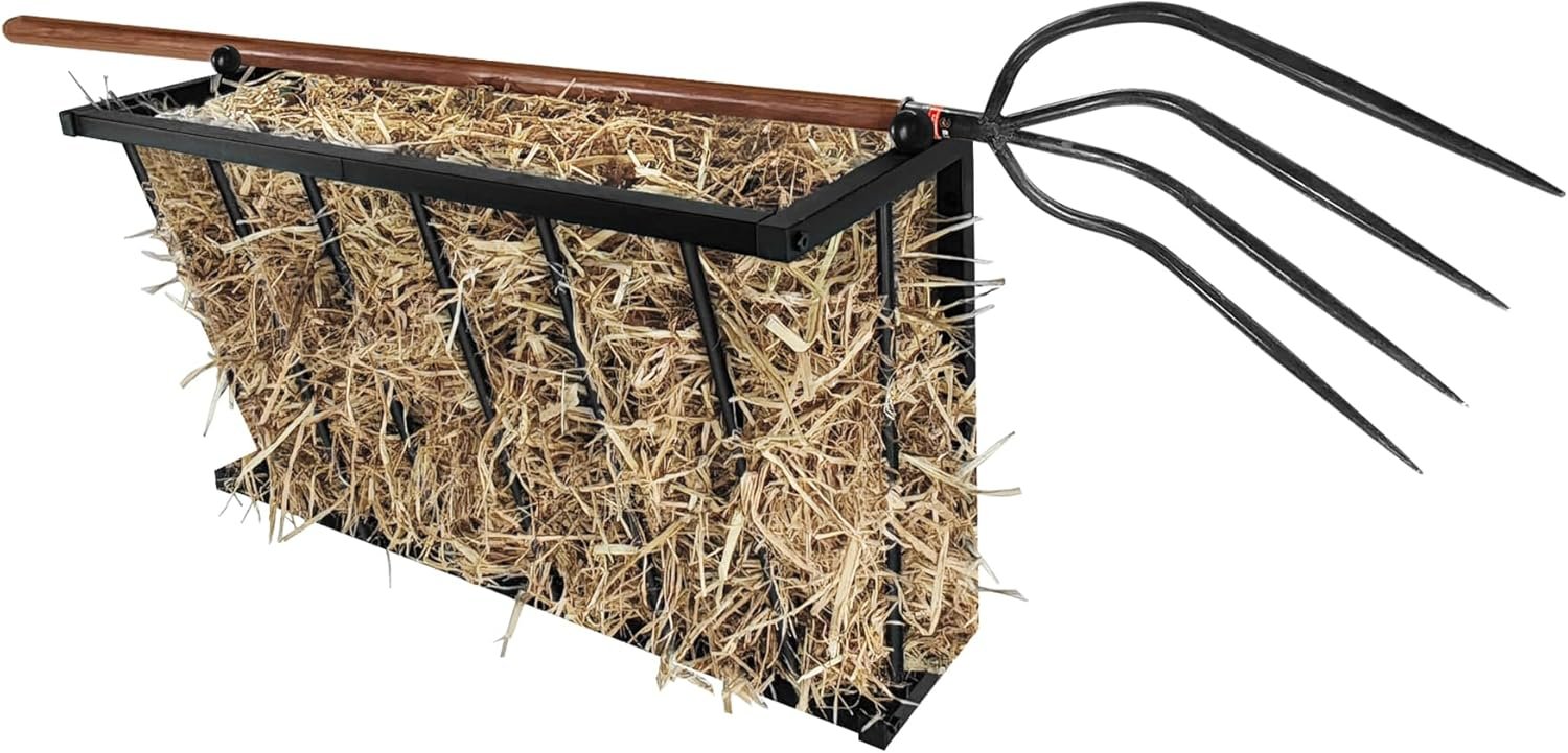 Hay Feeder, 27” Long Horse Goat Hay Rack, 16 Gallon Large Capacity, Heavy Duty Iron Hay Feeder Wall Mount for Horses, Sheep, Goats, Indoor Outdoor Uses, Effortless Installation in Farm, Yield