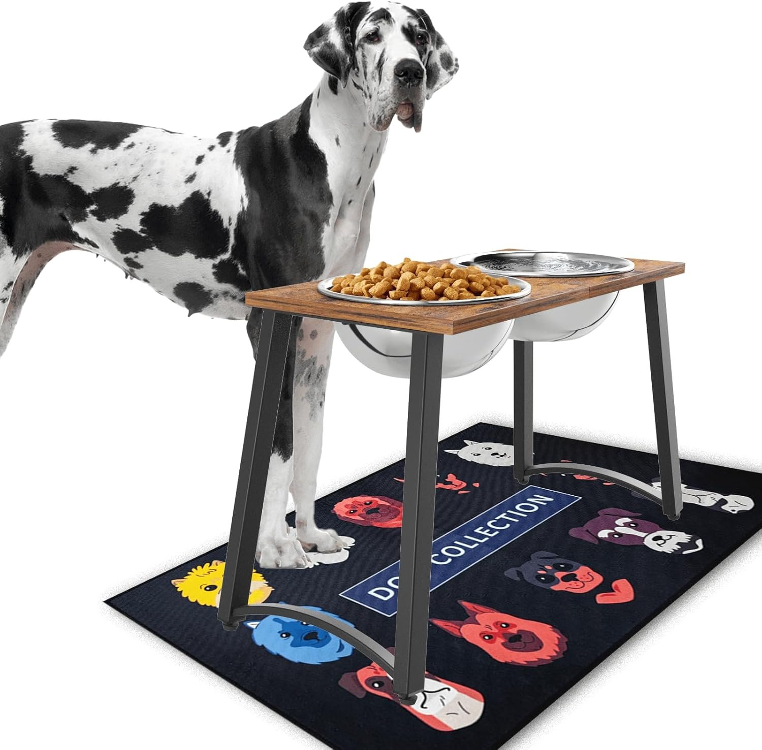 Elevated Dog Bowls for X-Large Dogs with Spill Proof Mat 2 X-Large 3000ML(13CUPS) Stainless Steel Dog Bowls, 16.5″ Tall Raised Dog Bowl Stand,Dog Food & Water Bowls for Large, Extra Large Dogs