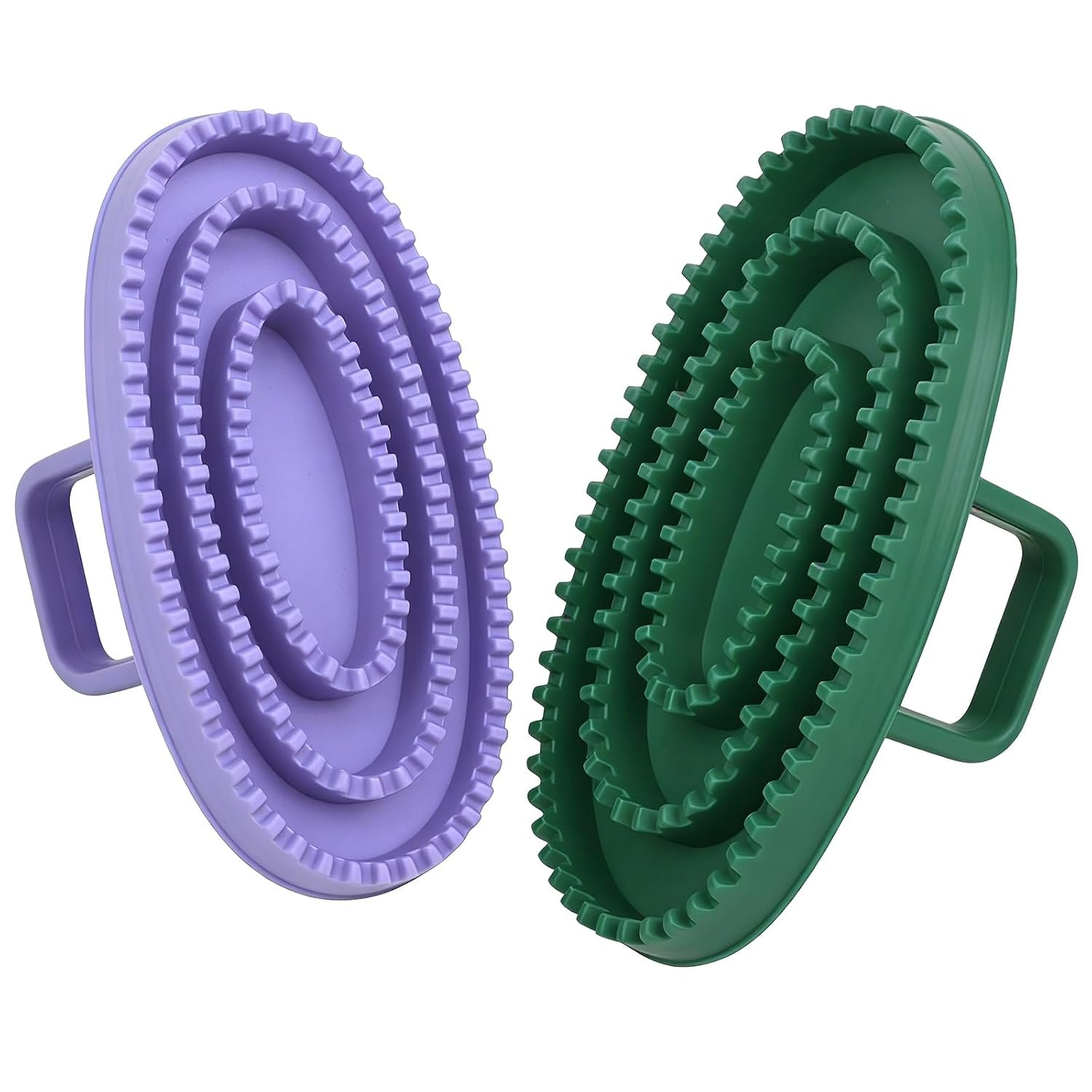 Rubber Curry Comb with Handle Green Large | Horse Grooming Tool, Pet Shampoo Brush for Dogs and Cats