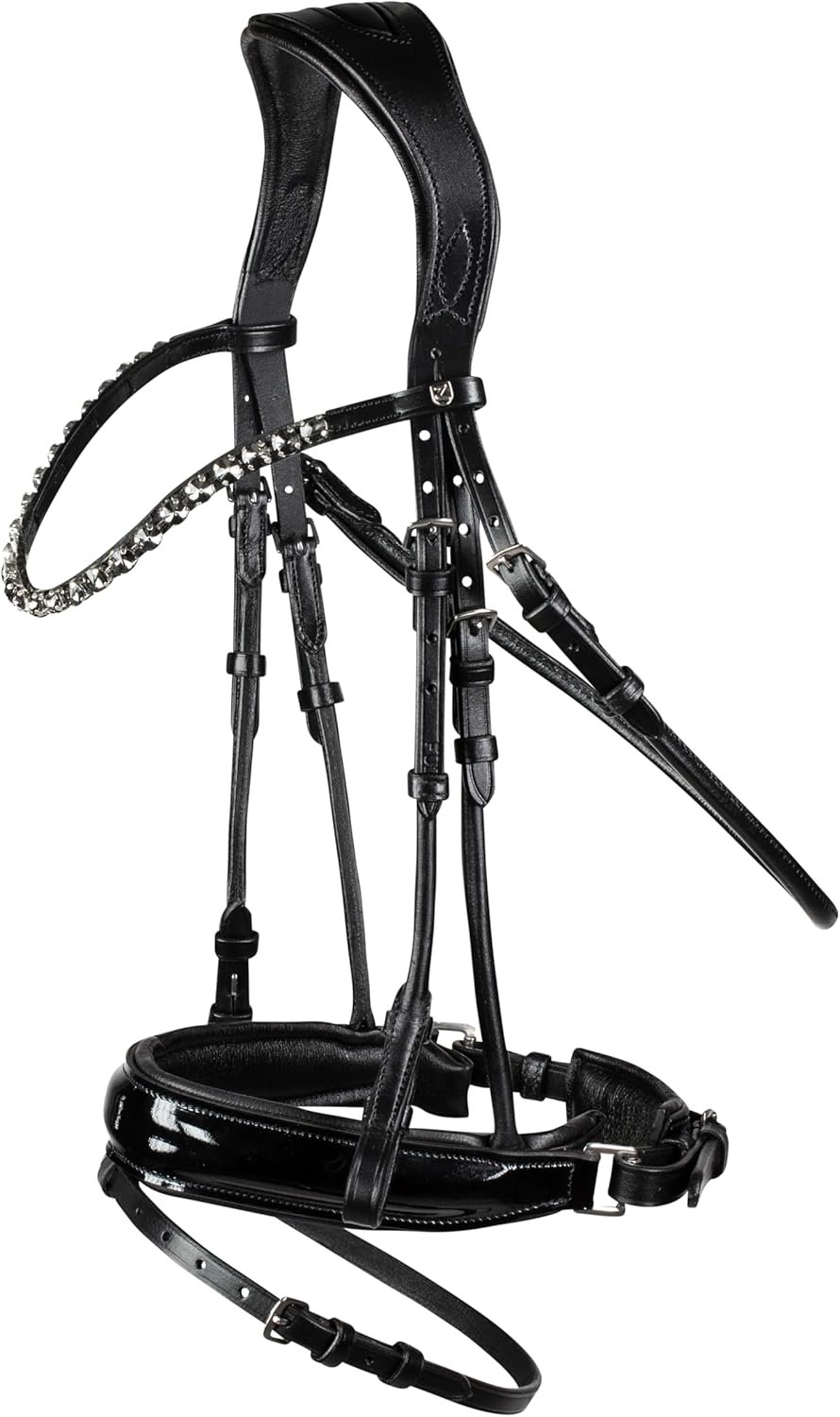HORZE Clermont Ergonomic Padded Genuine Leather Snaffle Bridle for Horses | Flash Noseband Included – Black – Horse