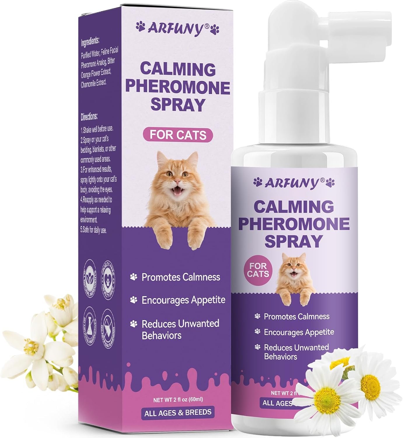 Cat Calming Pheromone Spray – Cat Calming Spray – Reduce Scratching, Fighting, Peeing, Marking – Cat Anxiety & Stress Relief – for Home, Travel, Vet Visits – with Cat Pheromone & Natural Ingredients