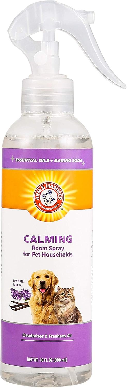 Arm & Hammer for Pets Air Care Calming Room Spray for Pet Odor Elimination, Lavender Vanilla Scent – Air Freshener Pet Deodorizer Spray with Baking Soda for Households, 10 Fl Oz