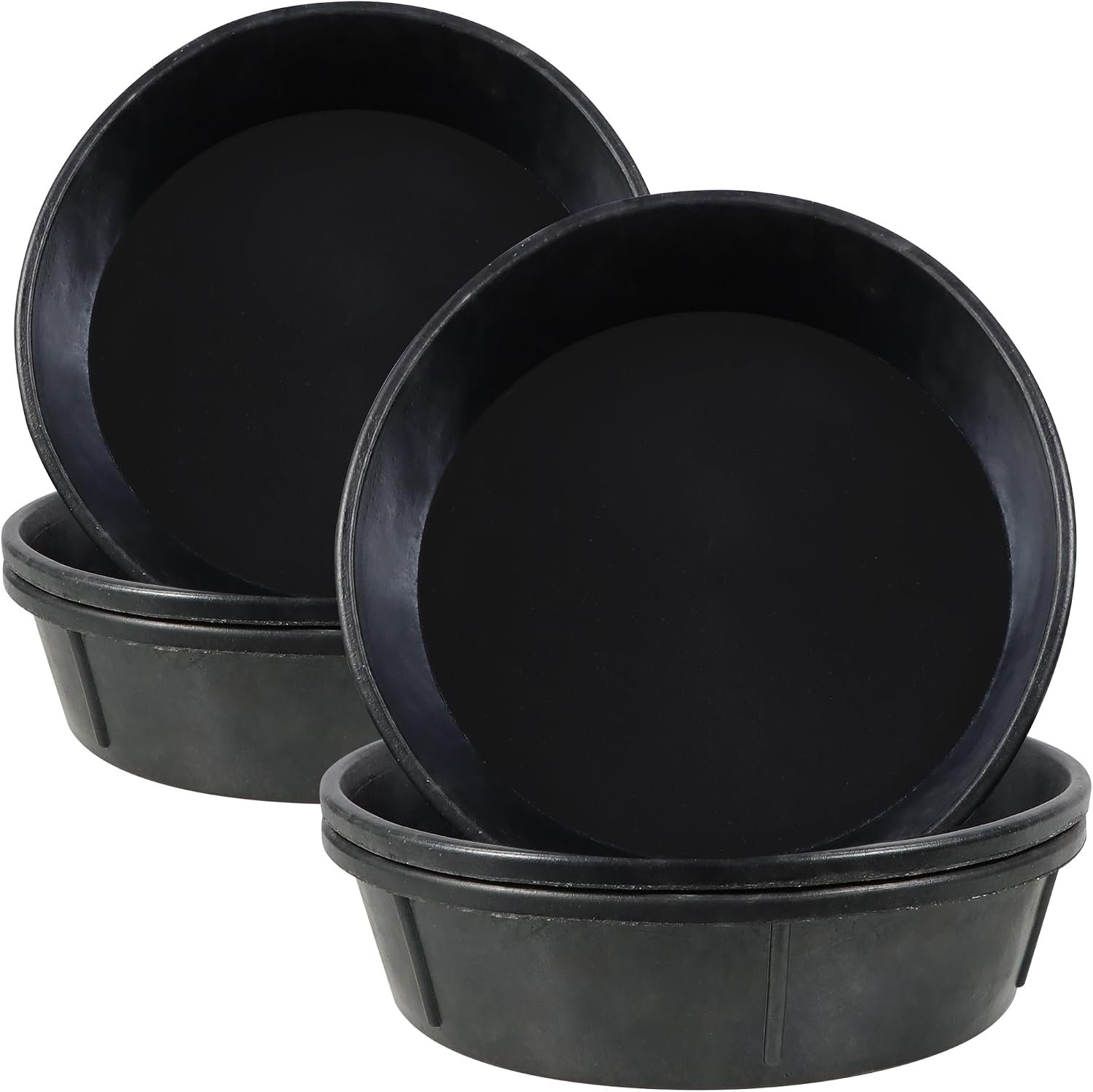 6Pcs Rubber Feeder Pan 3 Gallon/12 Quart Heavy Duty Rubber Horse Feed Bucket, Deep Rubber Feeding Water Bowl Chicken Dust Bath Tub Container for Livestock Goat Pig Dog Duck Fram Small Animals