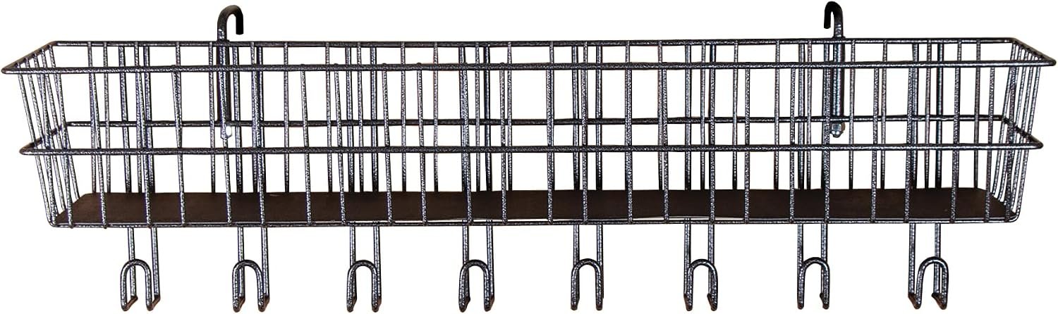 EASY-UP Pro 36 Basket with Tack Hangers | Color Gray Armor | Multi-Use Stable Organizer | Heavy Duty Steel Construction | Multiple Hanging Options | Versatile Uses | 7-Year Warranty