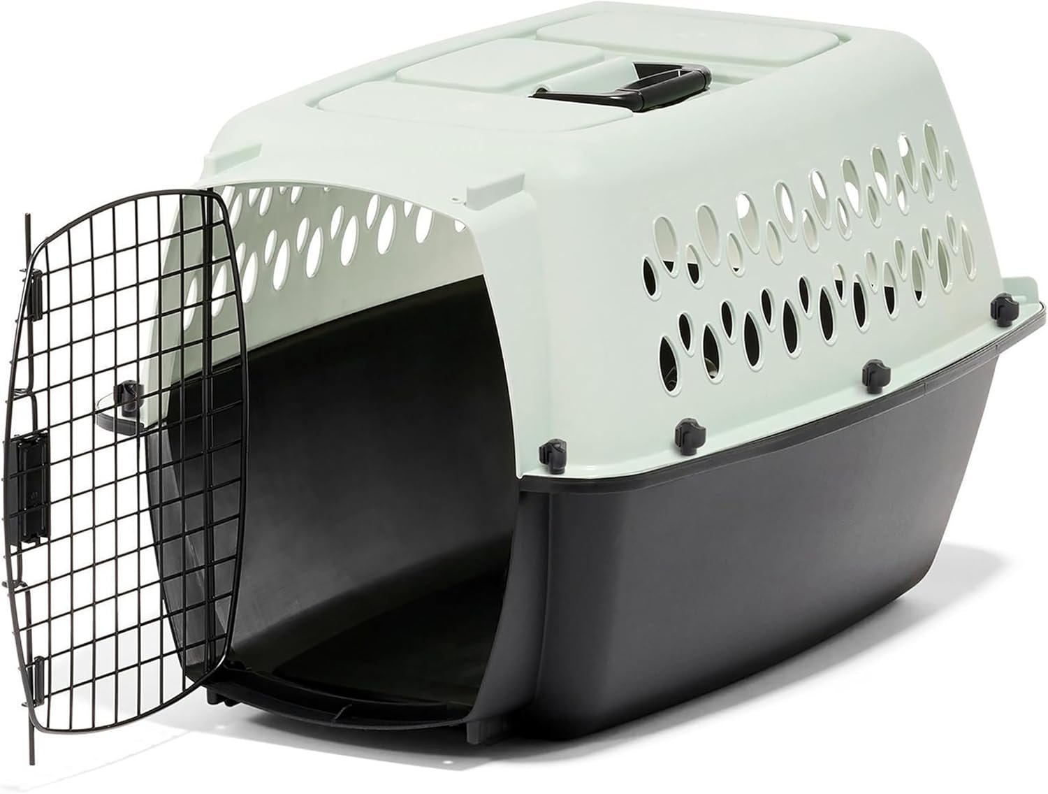Petmate Pet Porter Fashion Dog Kennel Plastic Crate for Pets 15-20 lbs, Pet Carrier For Home and Travel, Made in USA, 24″ L x 14.5″ H, Pale Aqua and Black
