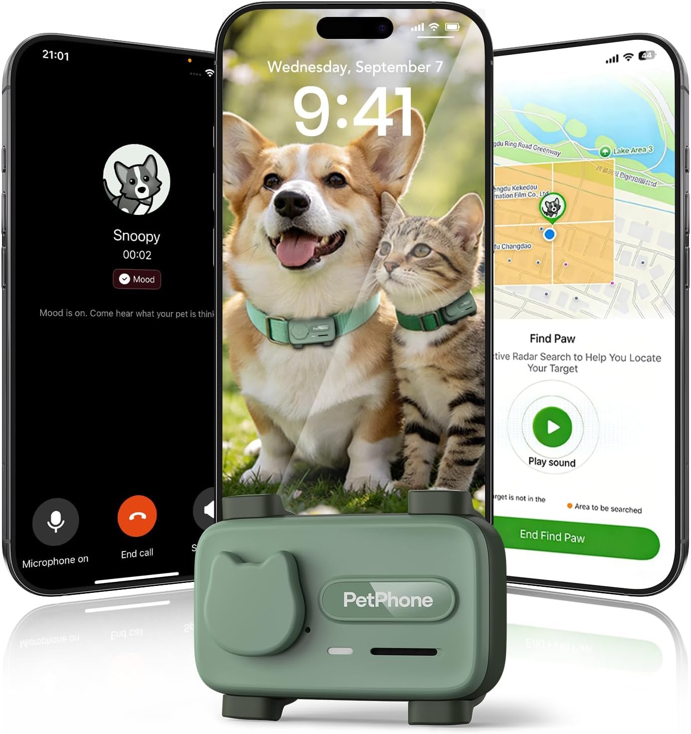 Smart Dog GPS Tracker Support 2-Way PetChat & AI Health Alerts Live Pet Tracker with Virtual Fence Unlimited Range Pet GPS Tracker Up to 5-Day, IP67 Waterproof, Compatible with Android & iOS