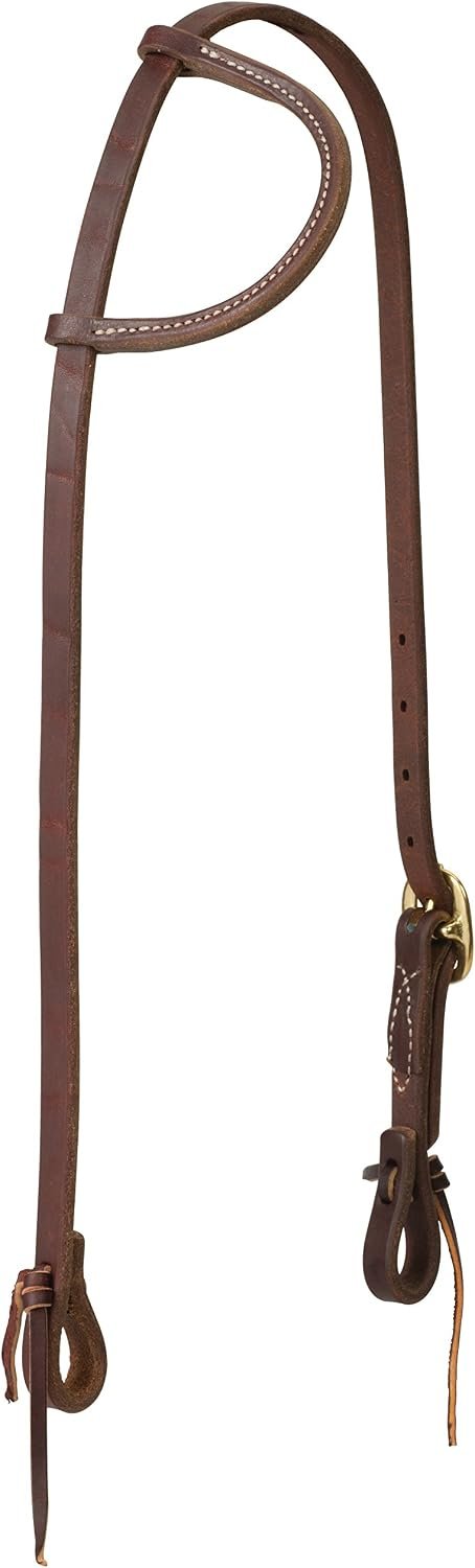 Weaver Leather Working Tack Sliding Ear Brass Single Buckle Headstall, Oiled Canyon Rose, 5/8″ (10-0721)
