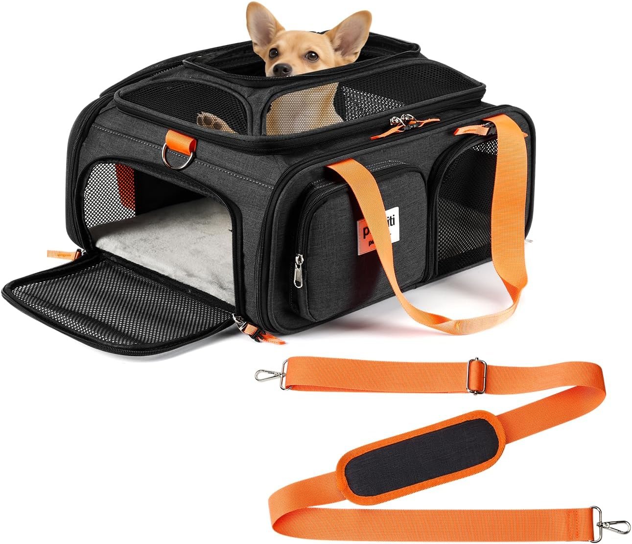pidipiti 17x13x8 Frontier Allegiant Breeze Airlines Approved top Expandable pet Carrier for Extra-Small Dog/Small cat,Weight up to 5 lbs,Length Shorter Than 16”
