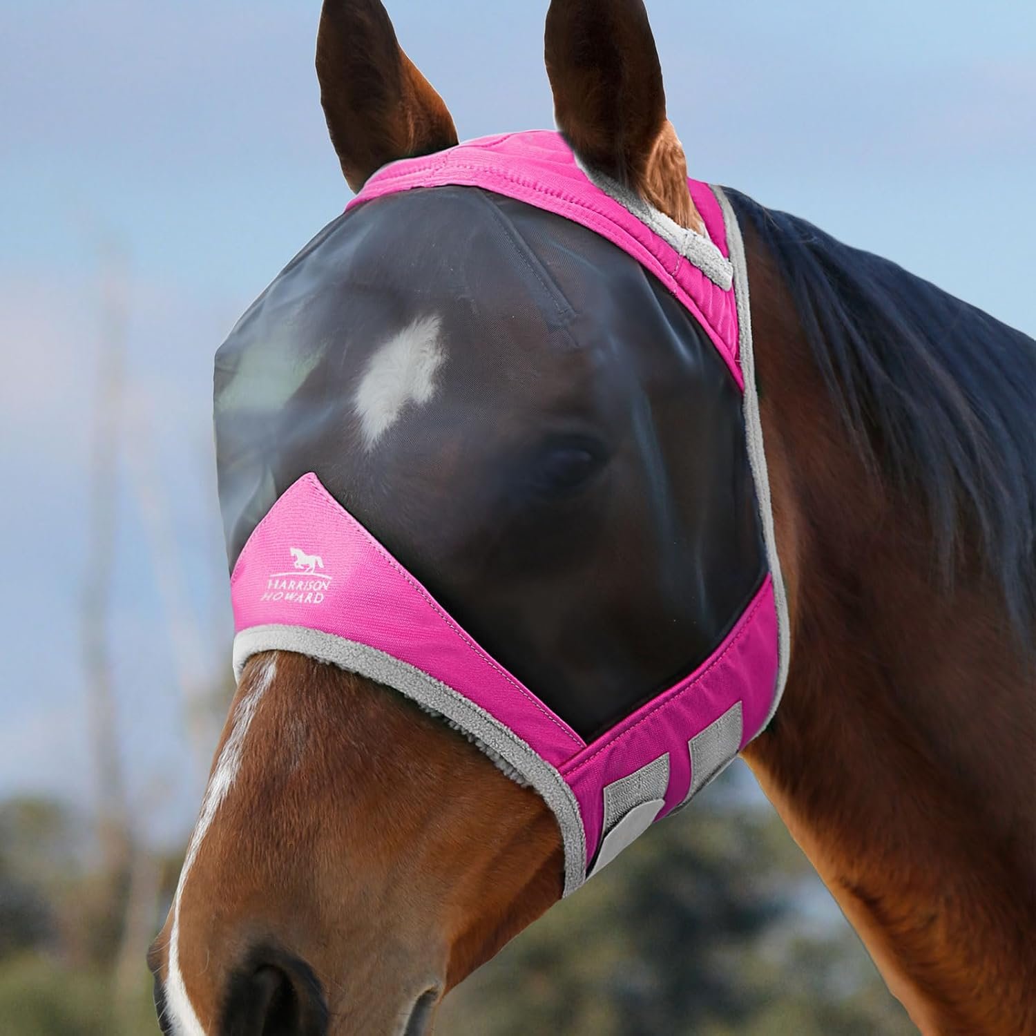 Harrison Howard CareMaster Pro Luminous Fly Mask Large Eye Space Standard Flamingo M Cob