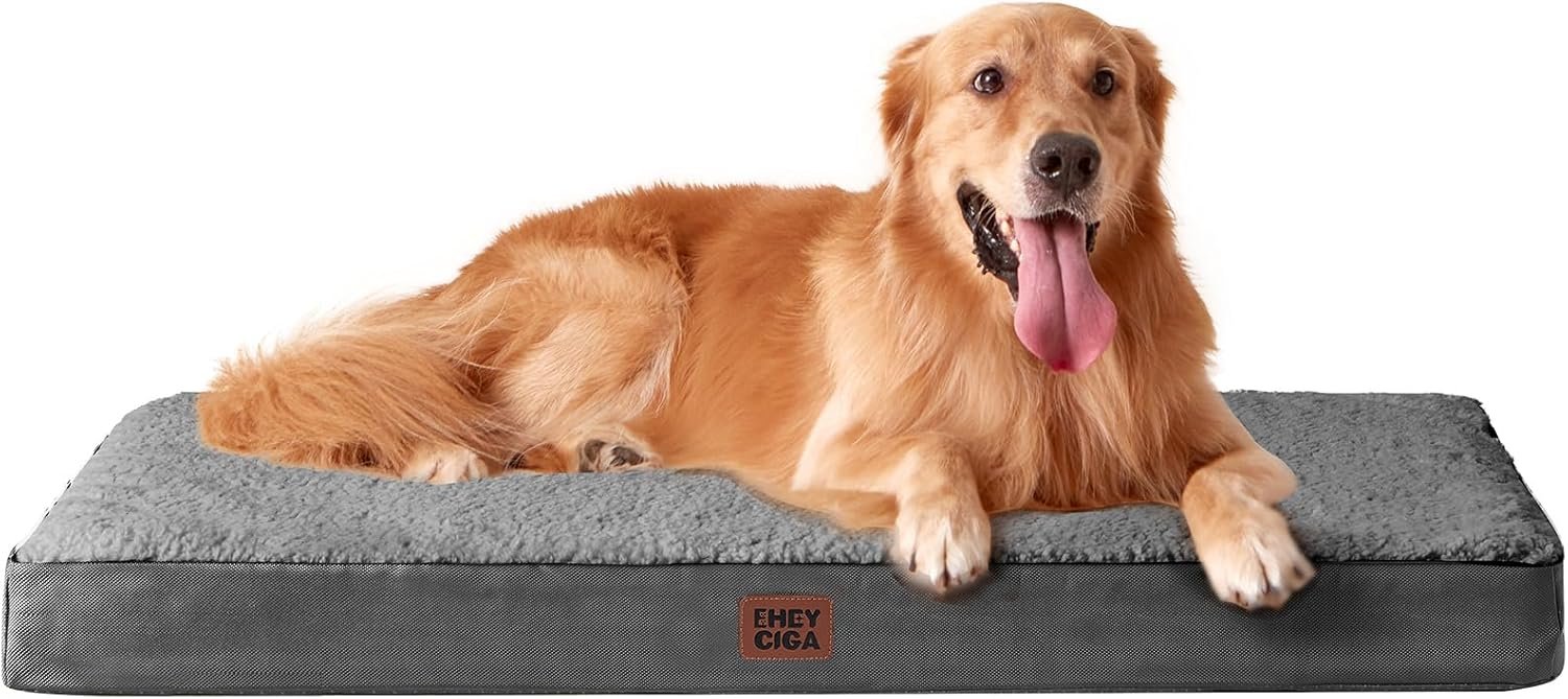 EHEYCIGA Orthopedic XL Dog Beds for Extra Large Dogs with Removable Washable Cover, Grey, 44×32