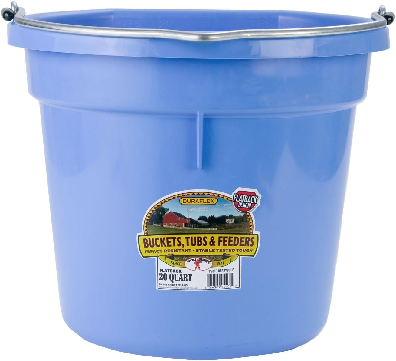 Little Giant DuraFlex Flat Back Bucket 20 Qt Berry Blue
