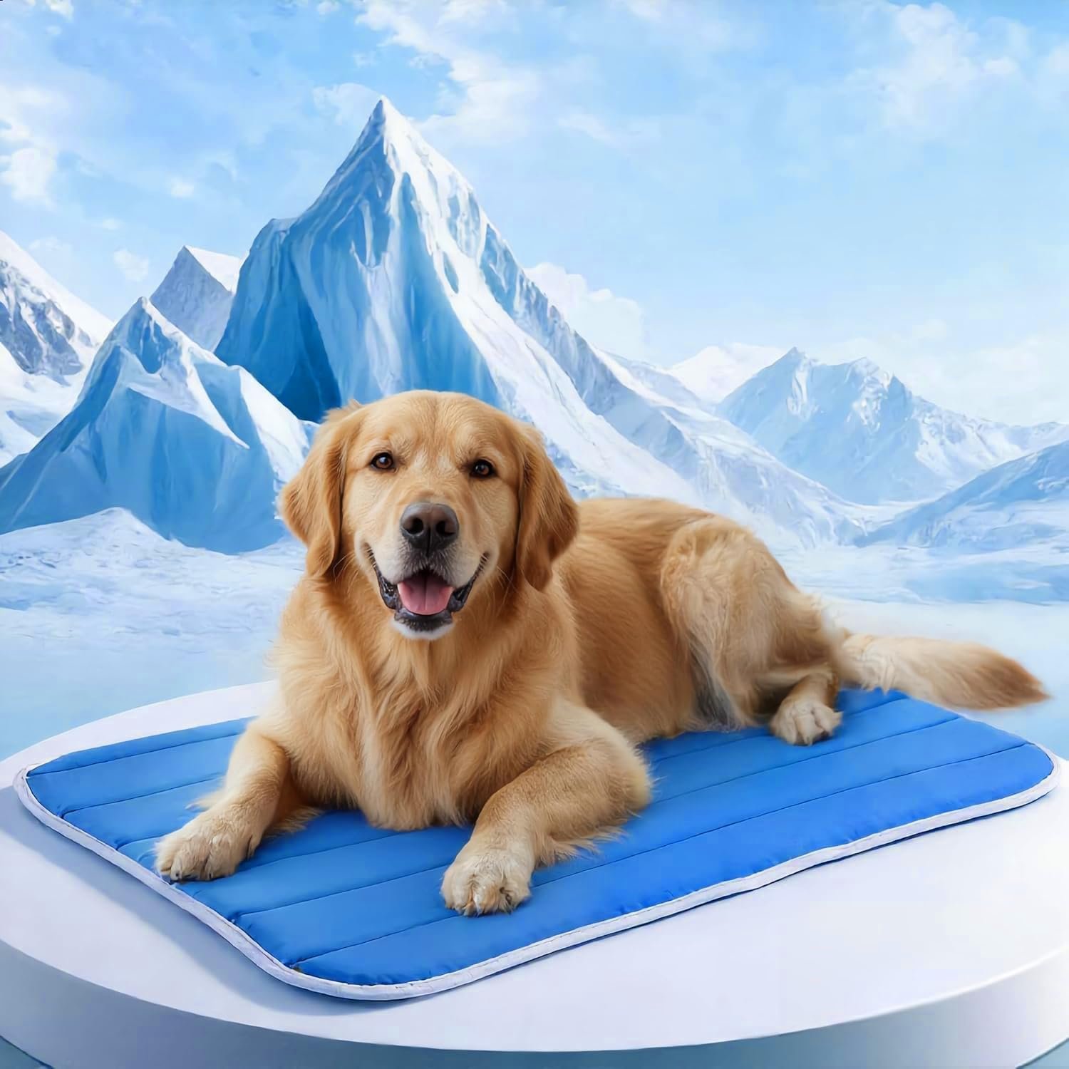 Dog Cooling Mat, Cold Memory Sponge Cooling Mat for Dog, Foldable Crate Pet Bed & Non-Slip, (Q-Max > 0.45) Long-Lasting Cool & Keep Your Pet Cool (Large – 35.4×23.6 Inch)