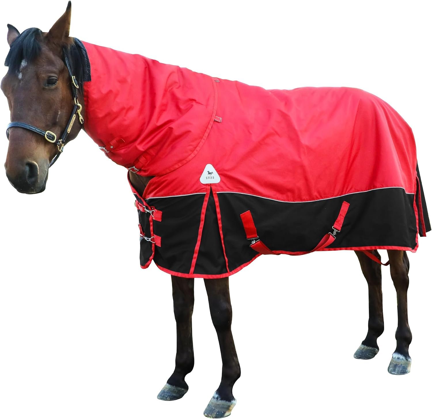 Horse Care Blanket Winter 1680D Premium Turnout Horse Blanket,Medium Weight Waterproof Blanket with Turnout Neck Cover Detachable (US 72 in(EU 135 cm))