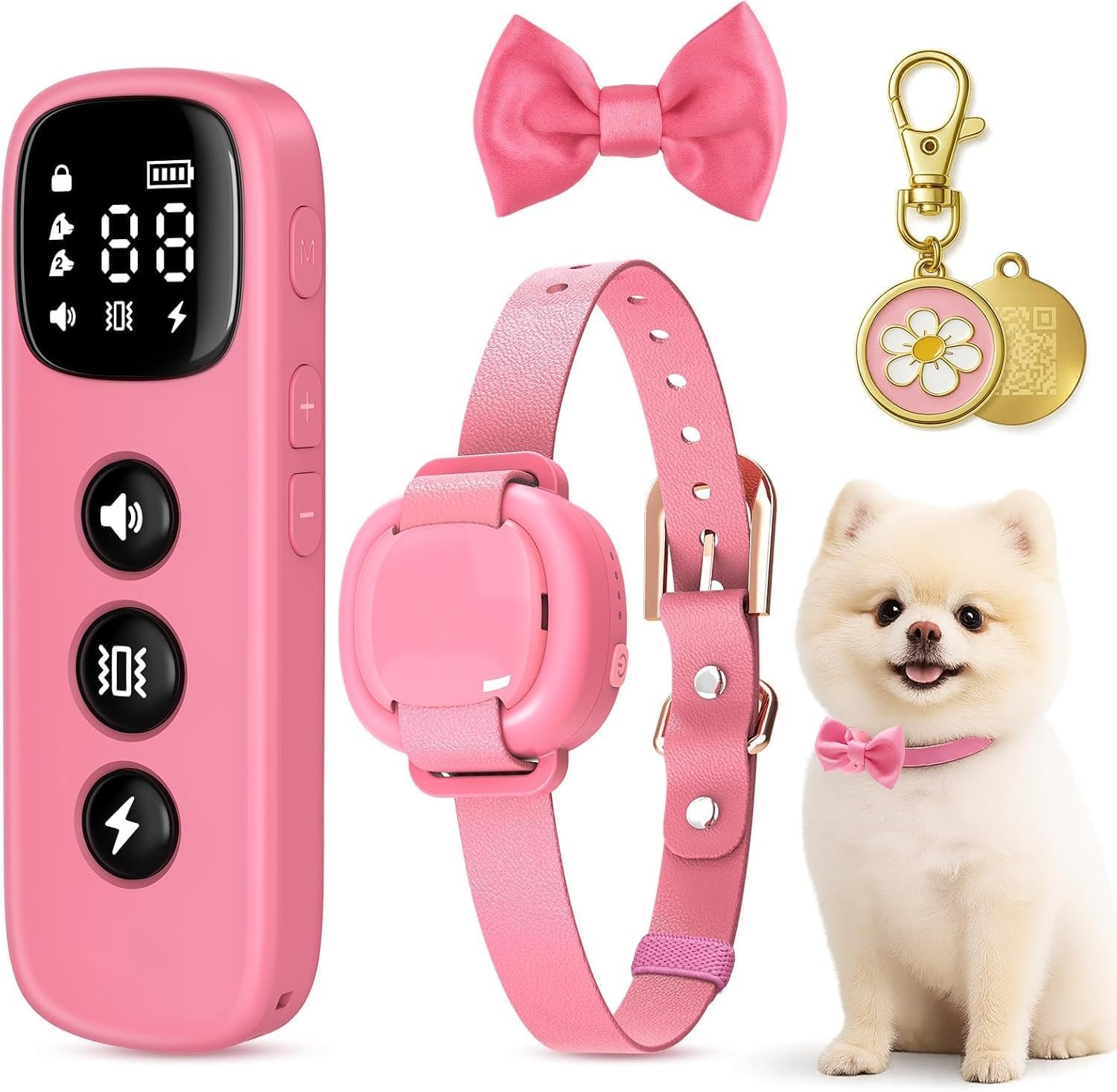 2-in-1 Pet ID Tag & Shock Collar for Small Dogs – 4200FT Dog Training Collar with Remote for 5-30lbs Dogs, IPX8 Waterproof Rechargeable E-Collar with Beep(1-9), Vibration(1-3), Safe Shock(0-16)