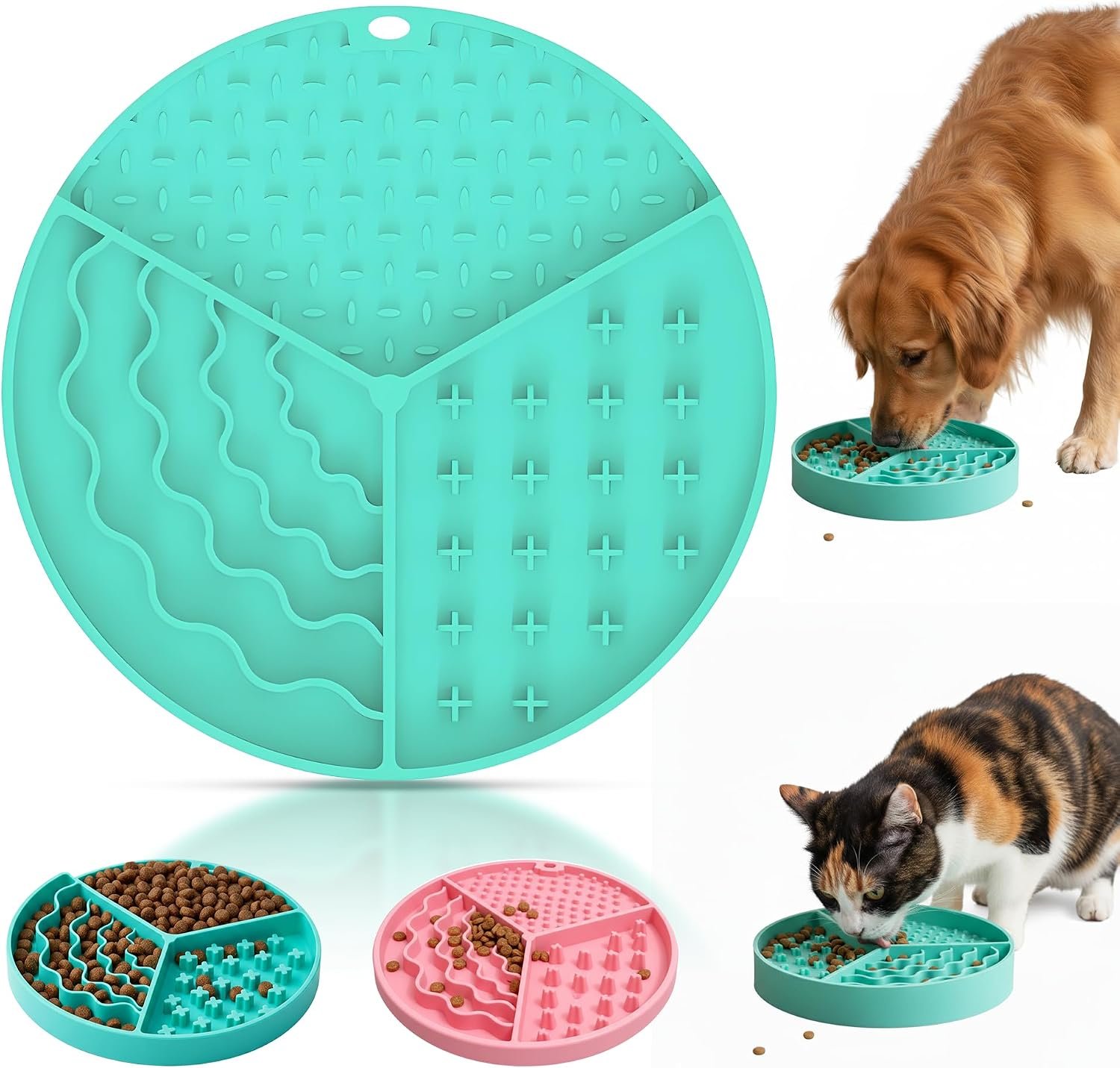 Slow Feeder Puzzle Bowl for Cats & Dogs – Interactive Dog Puzzle Feeder, Cat Puzzle Feeder, Dog Lick Mat, Anti-Gulp Mental Stimulation Toy for Indoor Cats & Dogs, Fun & Durable (Green)