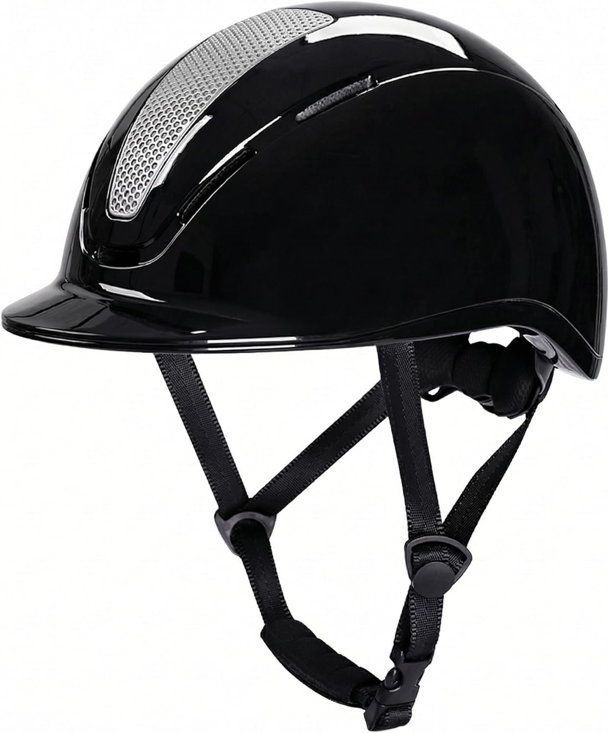 Philife Equestrian Helmet Horse Riding Helmet for Women Adjustable Size M 20.5-22.8 Inches Black Silver Two-Tone