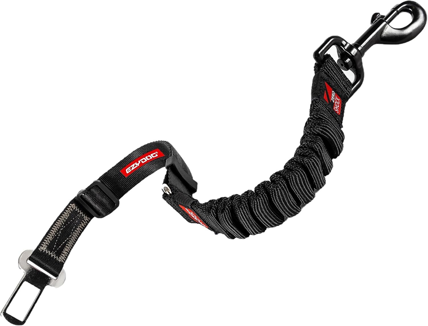 EzyDog Zero Shock Click – Shock Absorbing Dog Seat Belt Car Harness Attachment for Dogs – Adjustable Dog Restraints Seatbelts for Car Travel and Safety – (20in – 26in, Black)