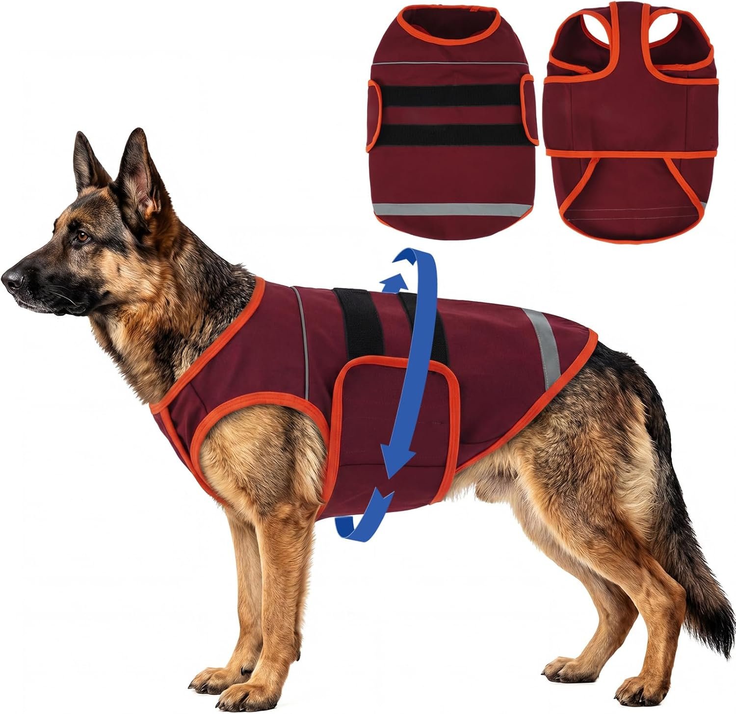 Nanaki Small Dog Anxiety Vest-Adjustable Dog Calming Vest for Fireworks,Thunderstorm,Separation-Thunder Coat for Dogs Anxiety Relief, Vet Visit, Car Rides, Grooming to Stop Shaking & Barking,Red,S