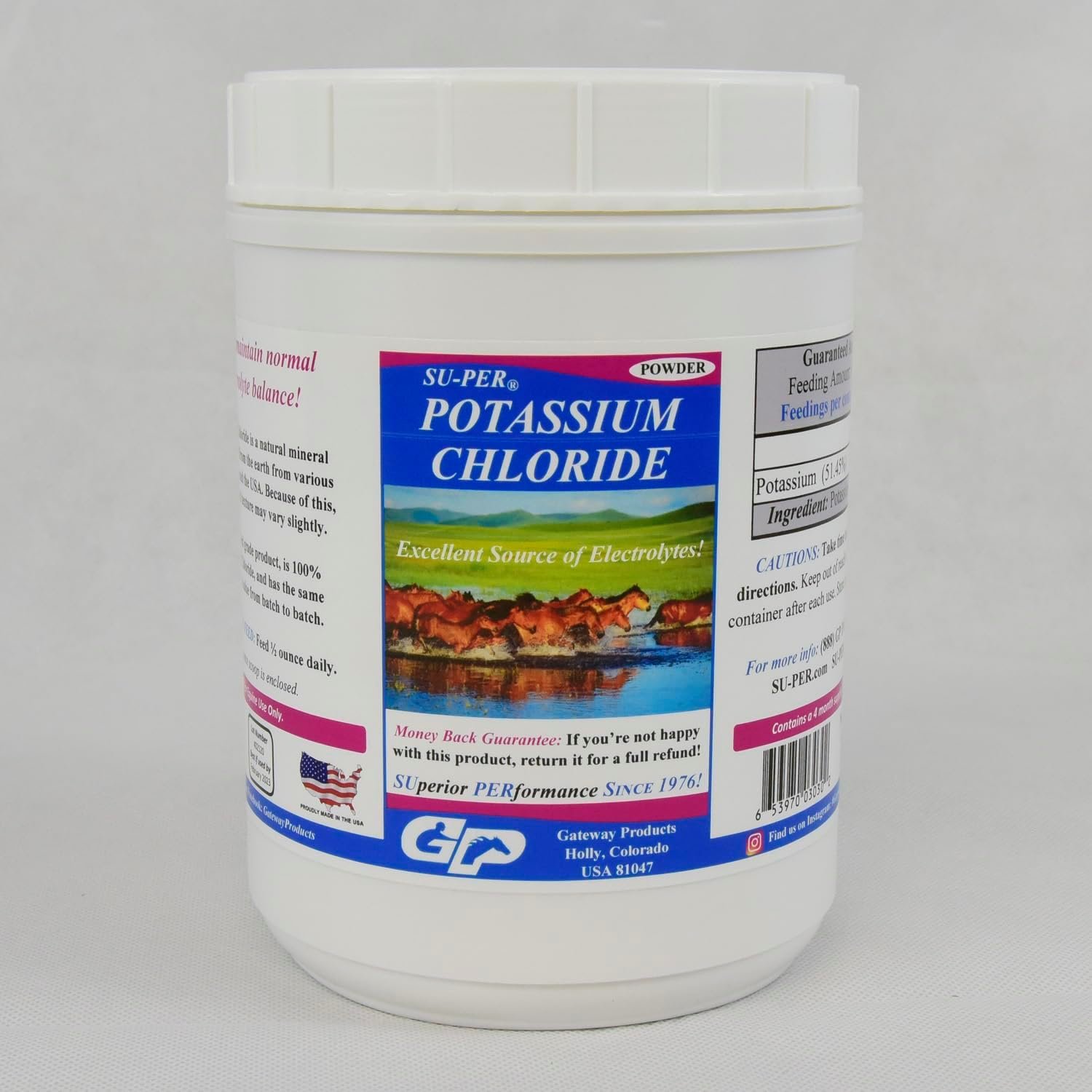 SU-PER Potassium Chloride Horse Electrolyte Supplement – Helps Maintain Normal Electrolyte Balance – 4 Pound