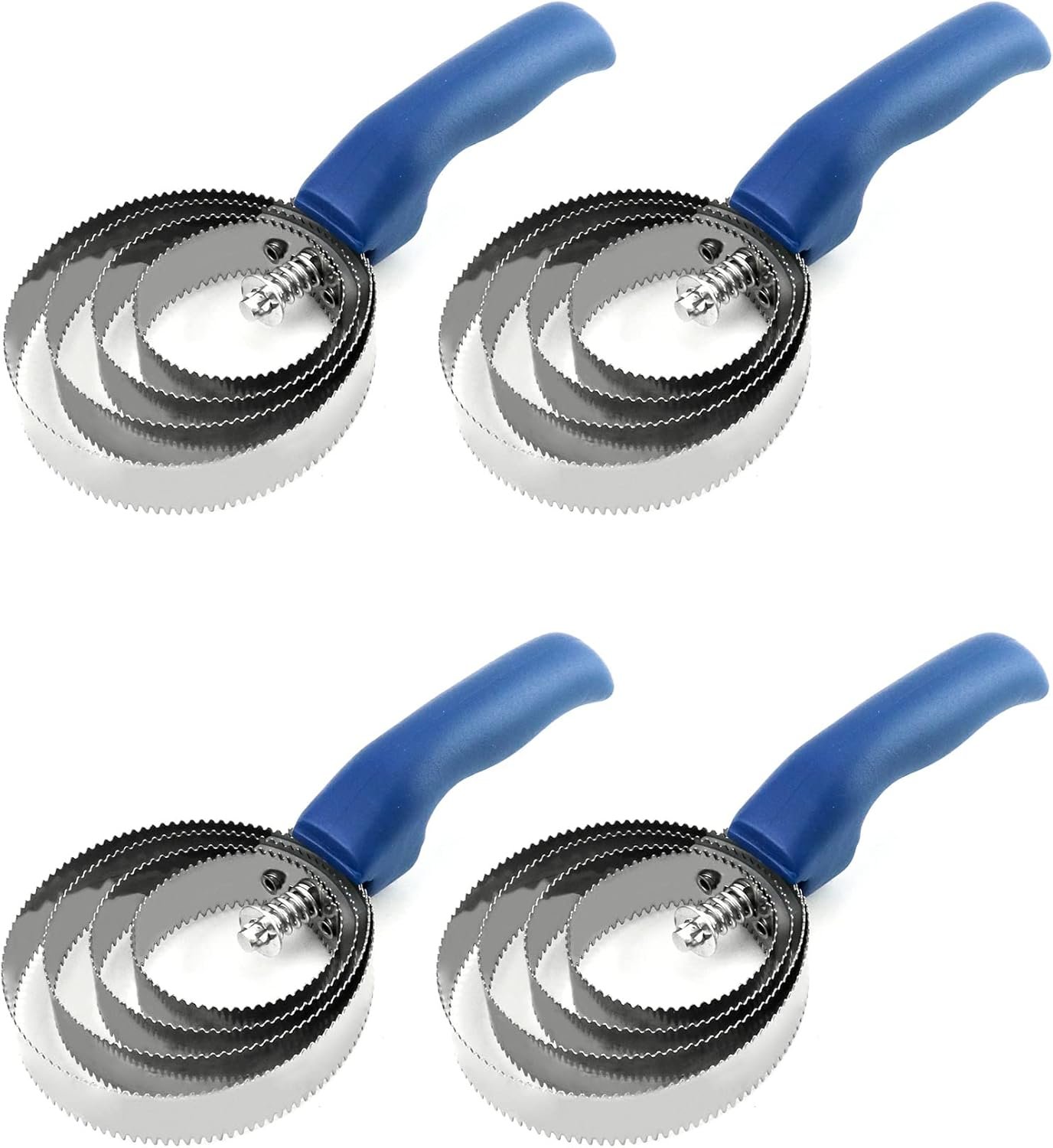 QWORK Reversible Stainless Steel Curry Comb with Soft Touch Grip, 4 Pack 4 Rings Double Sided Curry Combs