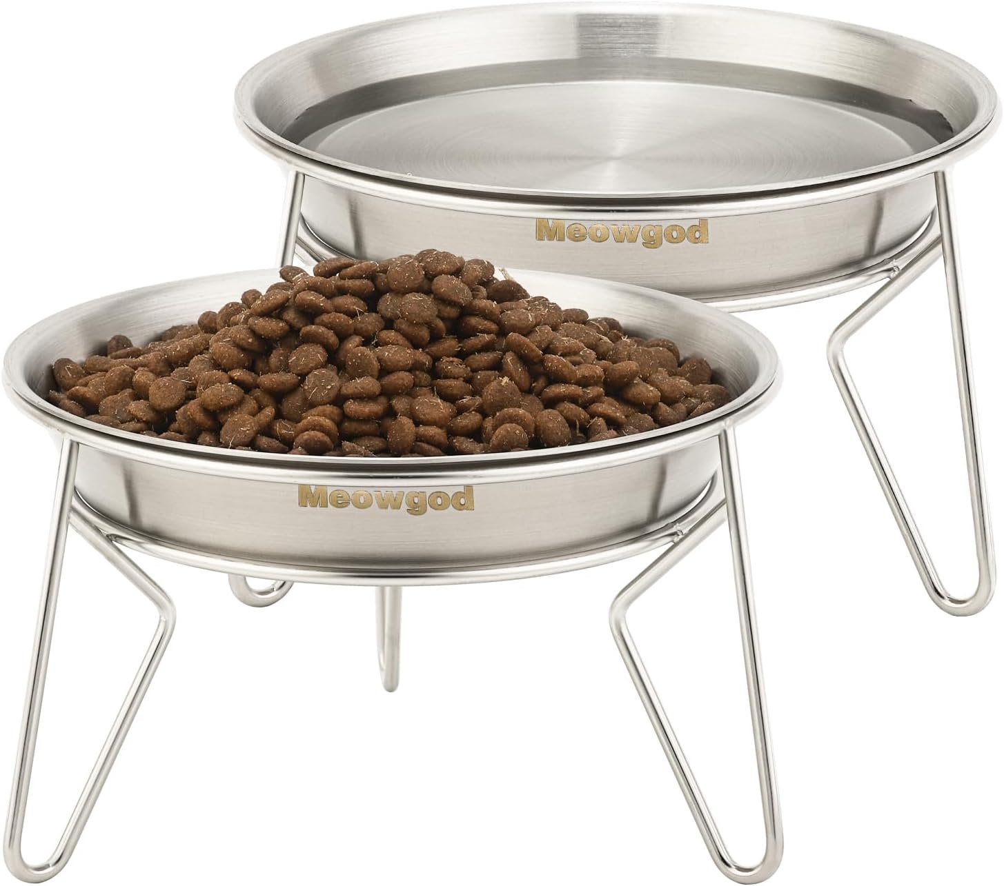 Elevated Cat Bowls,6.7″ Extra Wide Raised Stainless Steel Cat Food Bowls with Anti-Slip Metal Stand Whisker Friendly Water Dishes for Indoor Cats and Small Dogs-2pack