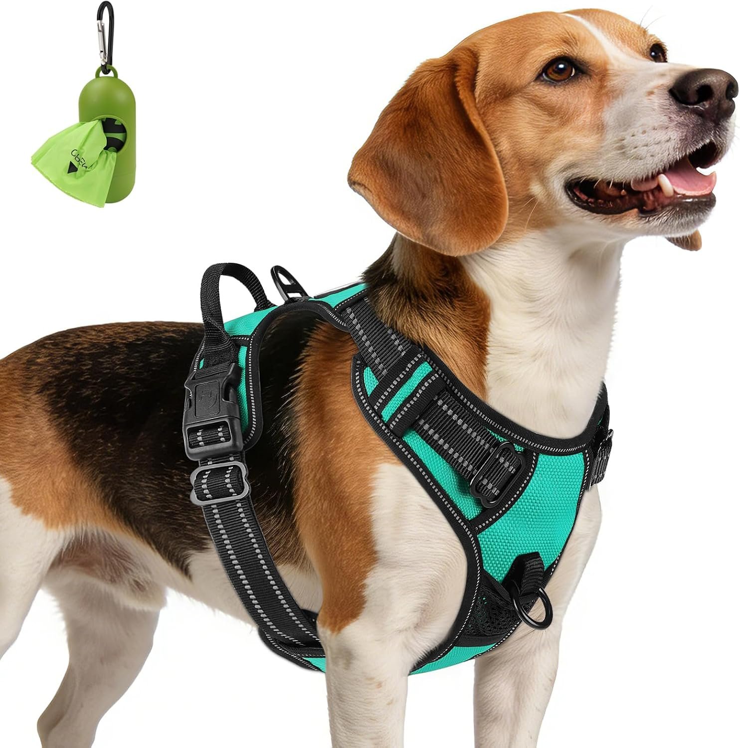 Joytale No Pull Dog Harness Medium Sized Dog, Reflective Pet Vest with Front Clip, Adjustable Soft Padded Harnesses with Easy Control Handle for Training and Walking, Teal, M