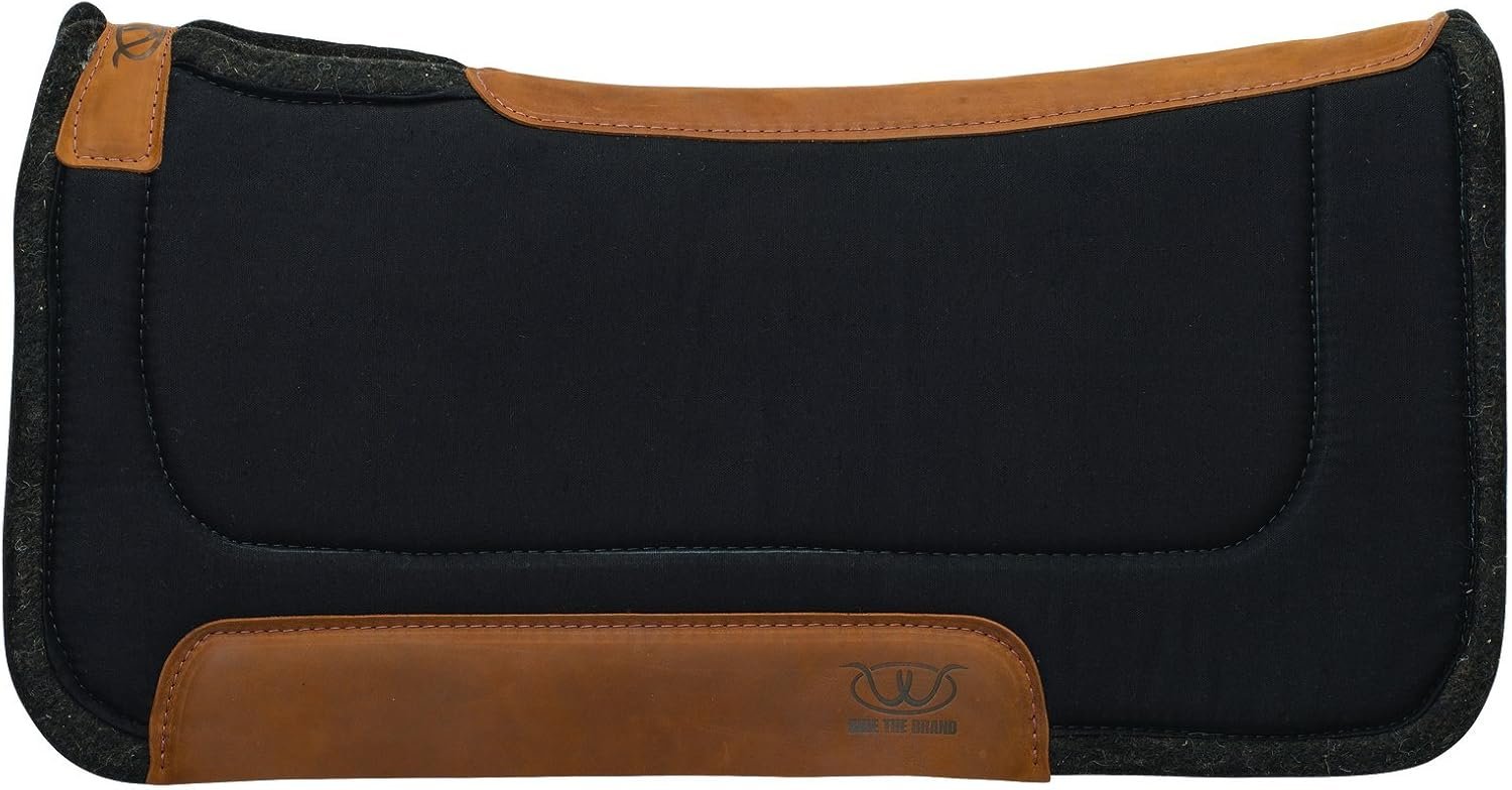 Weaver Equine 32″ x 32″ All Purpose Contoured Wool Blend Felt Horse Saddle Pad, Shock Absorbing Protective Western Saddle Pad, Equine Supplies, ‎Black