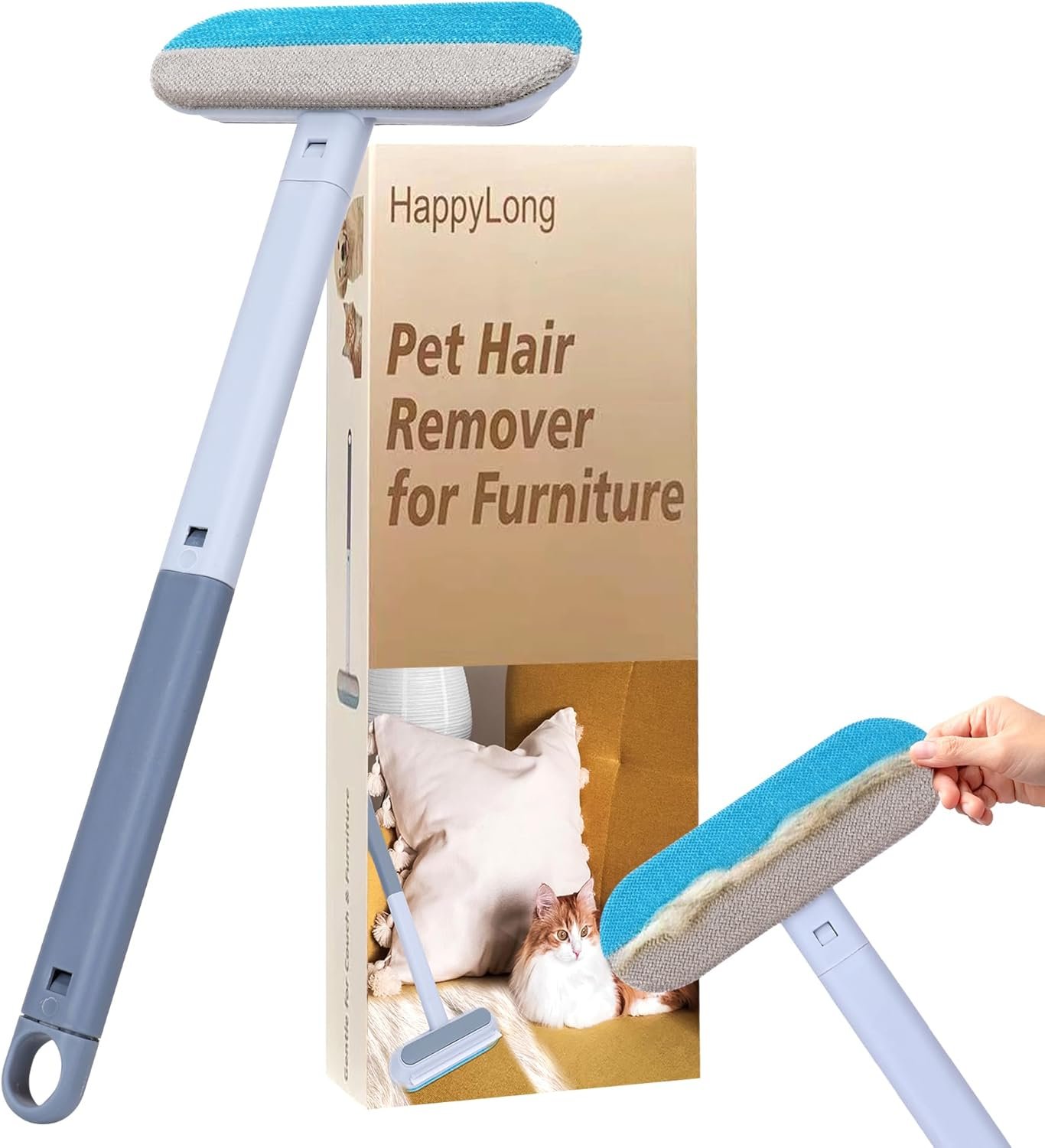 Pet Hair Remover for Furniture, 17.3Inch, Reusable Lint Brush for Dog and Cat Hair – Multifunctional Fur Removal Tool, Gentle on Couches, Carpets, Car Seat, Clothes, Bedding