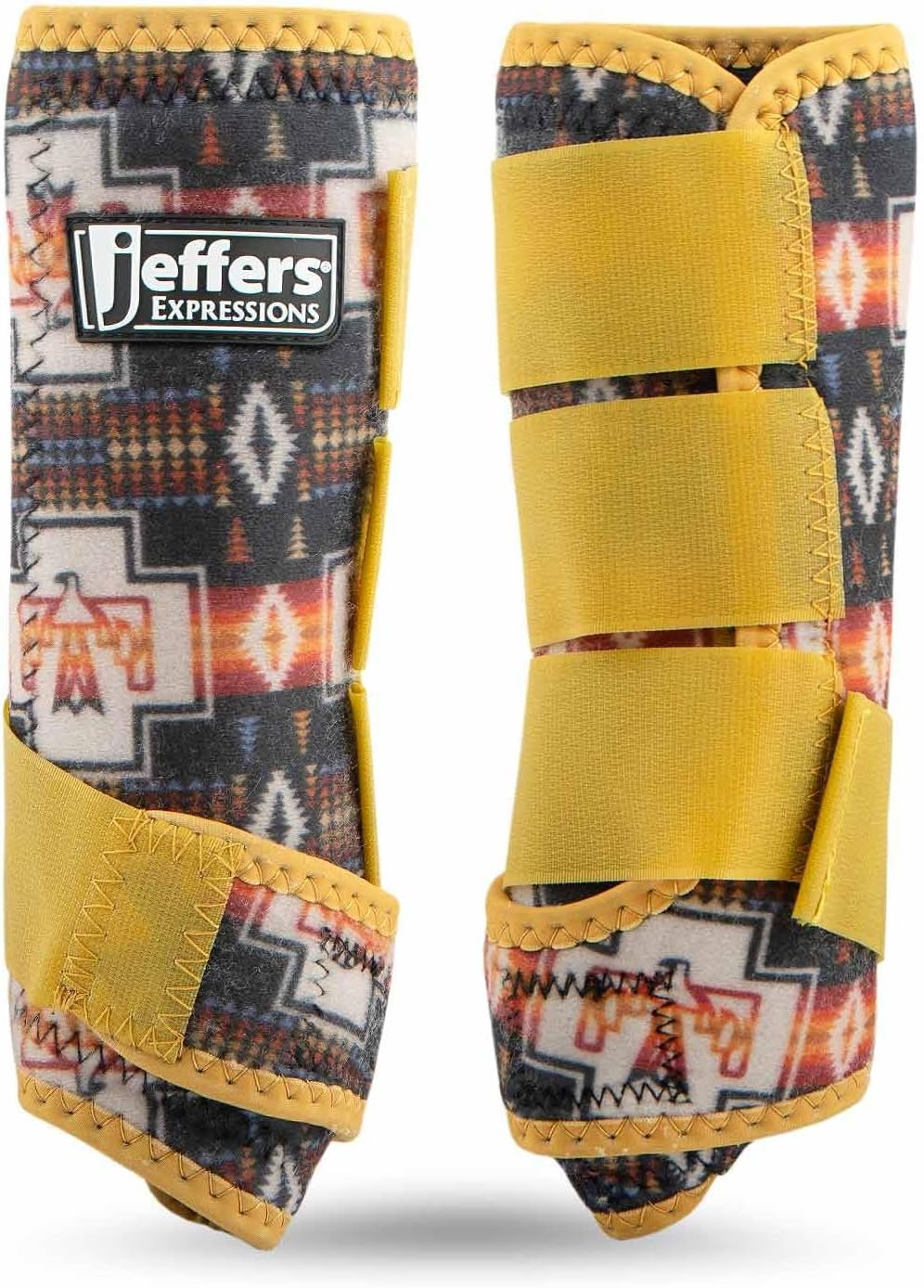 Jeffers Expression Protective Horse Boots,1 Pair, Medium – Safe Neoprene Leg Guards, Durable Strap Closures, Front & Hind Support, Equestrian Accessories for Travel & Riding – Thunderbird