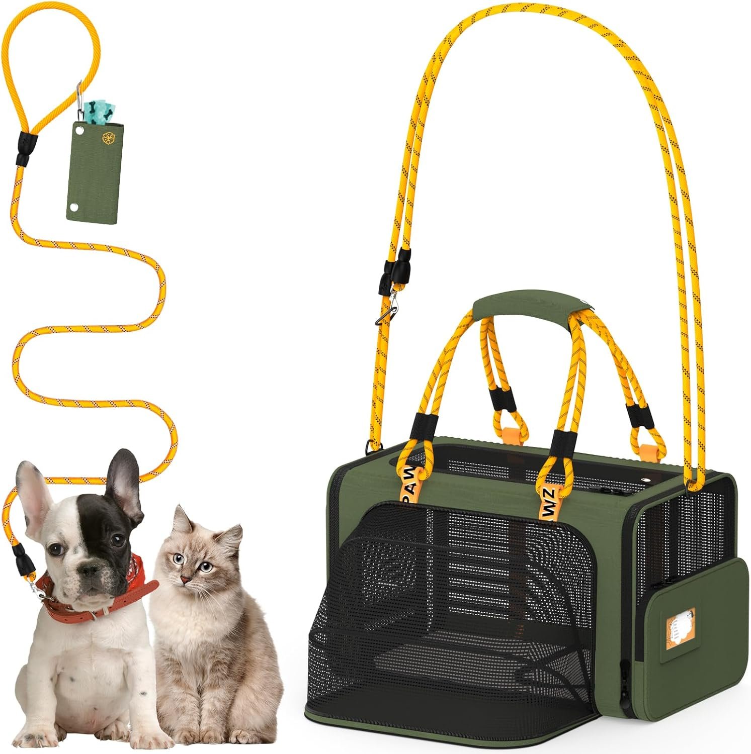 PAWZIDEA Expandable Pet Carrier Airline Approved, 18″×11″×11″ Small Dog Carriers, Collapsible Top-Load Cat Carrier for 2 Cats Under Seat, Soft-Sided Puppy & Animal Travel Bag, ID Card, Up to 15lbs