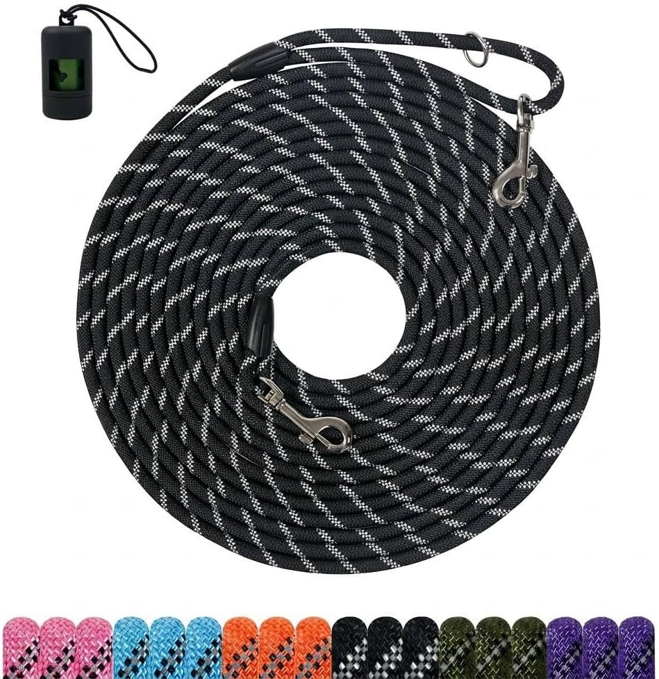 Long Dog Training Leash，Heavy Duty Reflective Rope Lead for Small Medium Large Dogs ，6FT 10FT 15FT 30FT 50FT for Training, Walking, Backyard, Camping