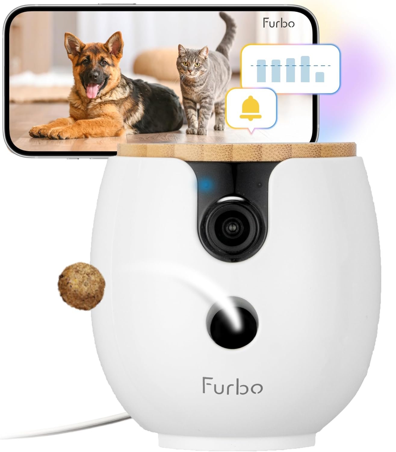 Furbo Mini 360° [Subscription Required] New 2K QHD Pet Camera – Unlock w/Paid Plan: Dog & Cat Safety Alerts, Rotating Treat Toss, 2-Way Speaker (Low Risk, 3mo Min. Cancel Anytime)