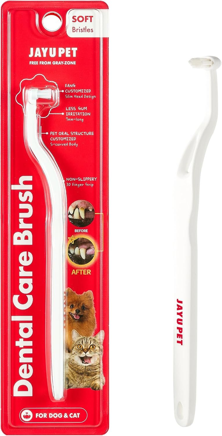 JAYU PET Dental Care Brush with Soft Bristles 1ea | Dog Toothbrush, Cat Toothbrush, For Kitten and Small Dogs, Removes Old Plaque and Tartar, Easy Cleaning