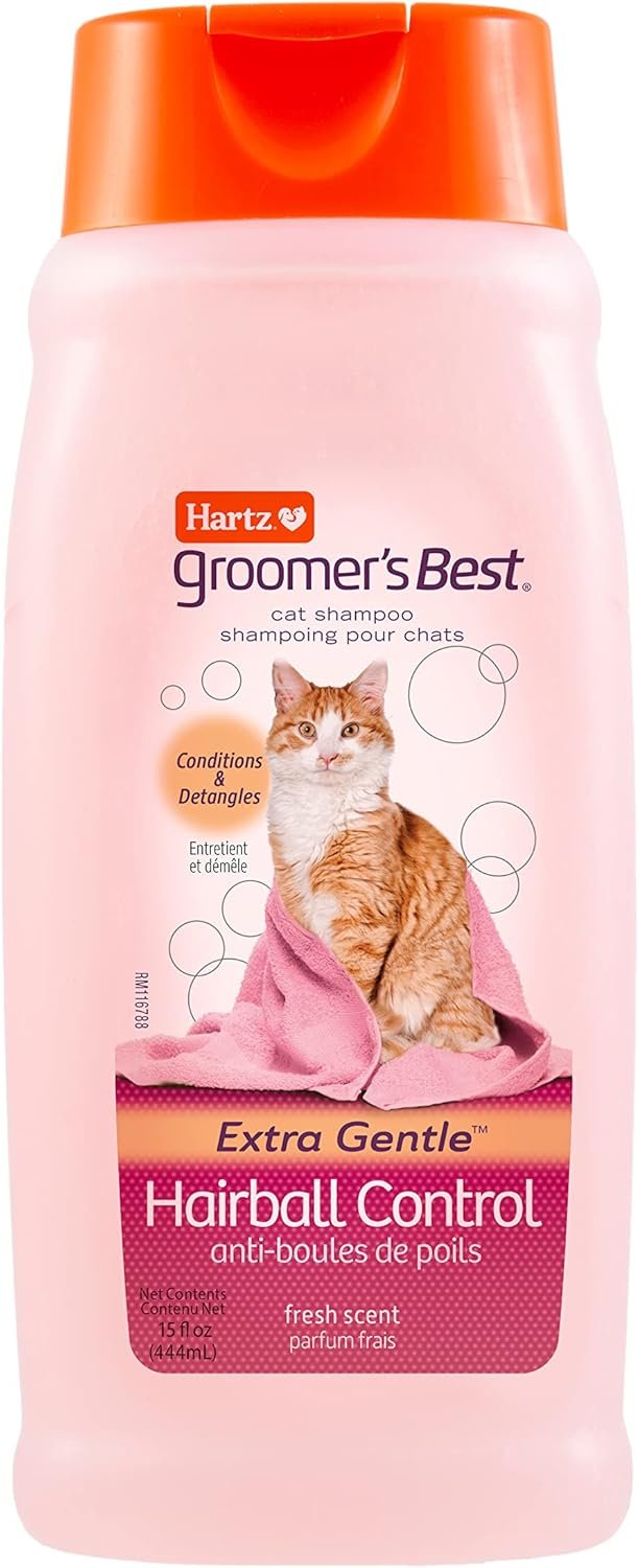 Hartz Groomer’s Best Cat Shampoo, Extra Gentle Hairball Control, 15 Ounces