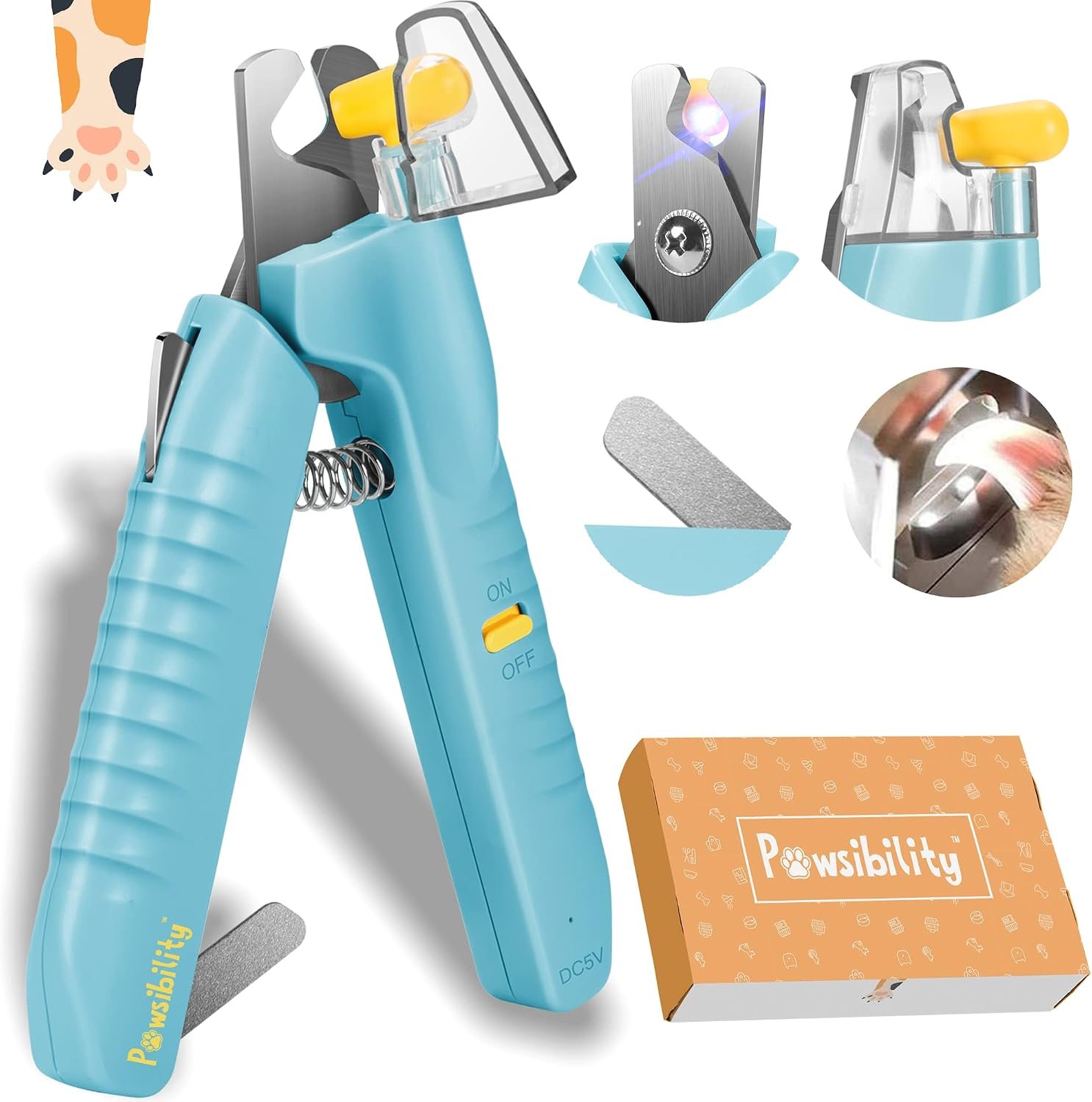 Pawsibility – Reinvented Pet Nail Clippers for Your Pal – USB Rechargeable LED Light for Bloodline | Razor Sharp and Durable Blade | Vets Recommended Trimming Tool for Dogs and Cats