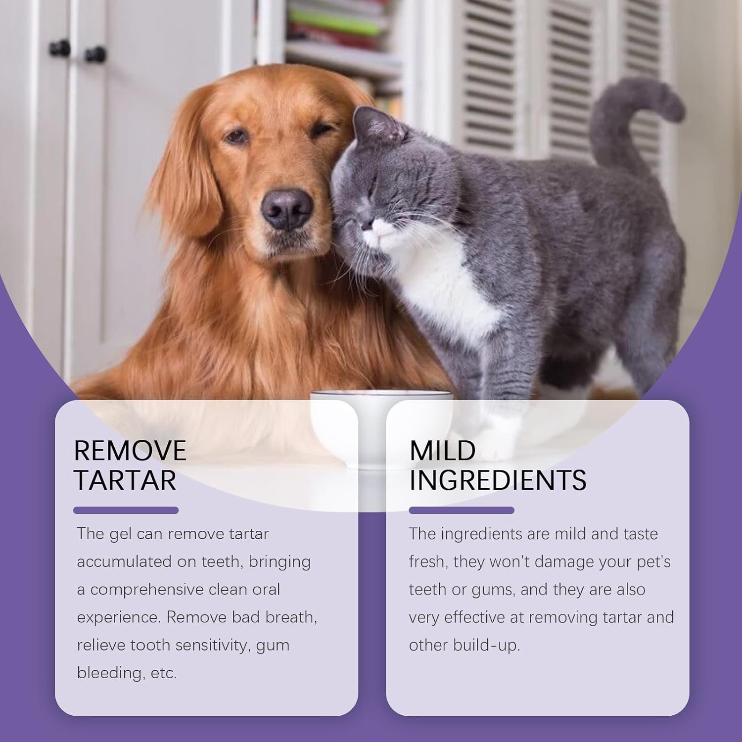 Pet Oral Care Gel – Tartar Removal, Bad Breath Freshener, Teeth & Gum Cleaning for Dogs & Cats – Oral Health Gel with Chamomile & Lemon Extract (2 pcs)