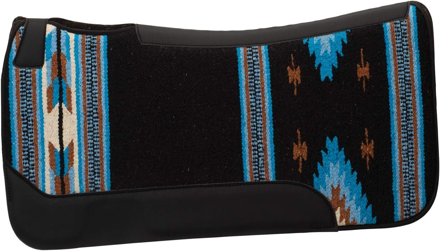Weaver Leather 35-1677-S8 Contoured Single Weave Wool Blend Felt Saddle Pad, Black/Blue, 31″ L x 32″ W