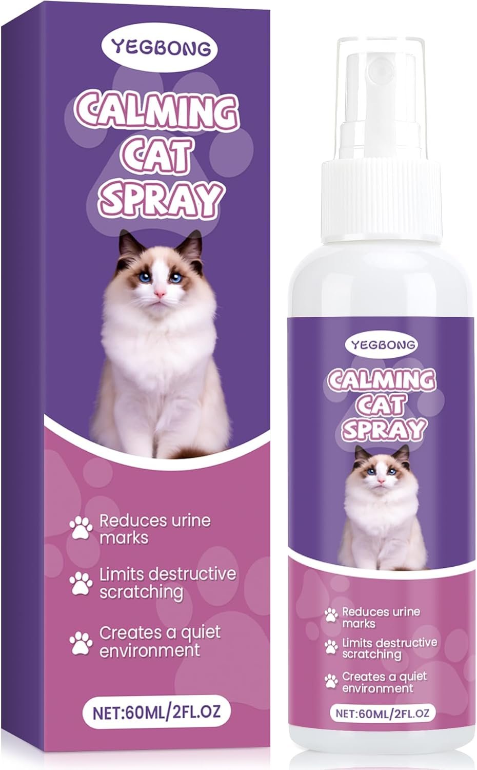 Cat Calming Spray for Indoor Cats, Calming Pheromones for Cat Anxiety Relief, Cat Sedatives for Travel-60 ML 2 Pack