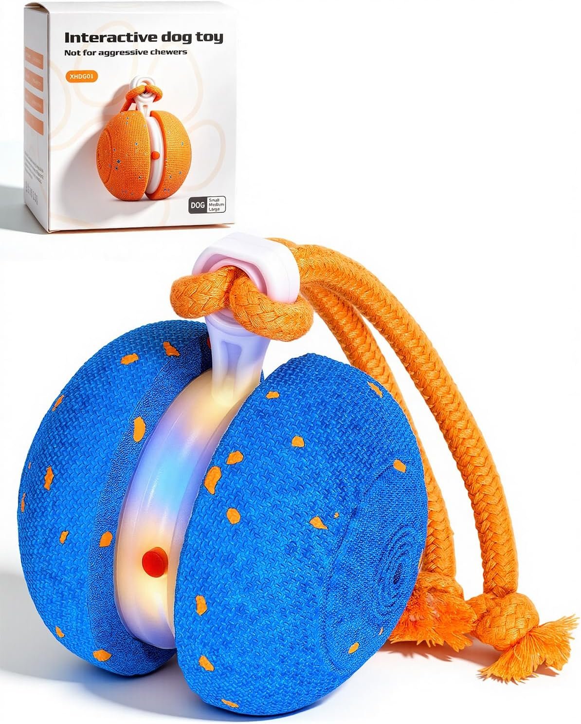 Xeuch Interactive Dog Toys, Automatic Irregular Moving and Rolling Dog Ball with 2 Speed Modes, E-TPU Material, Motion Activated Pet Toys with Rope for Dogs Puppies, Dog Stimulation Toy (Blue)