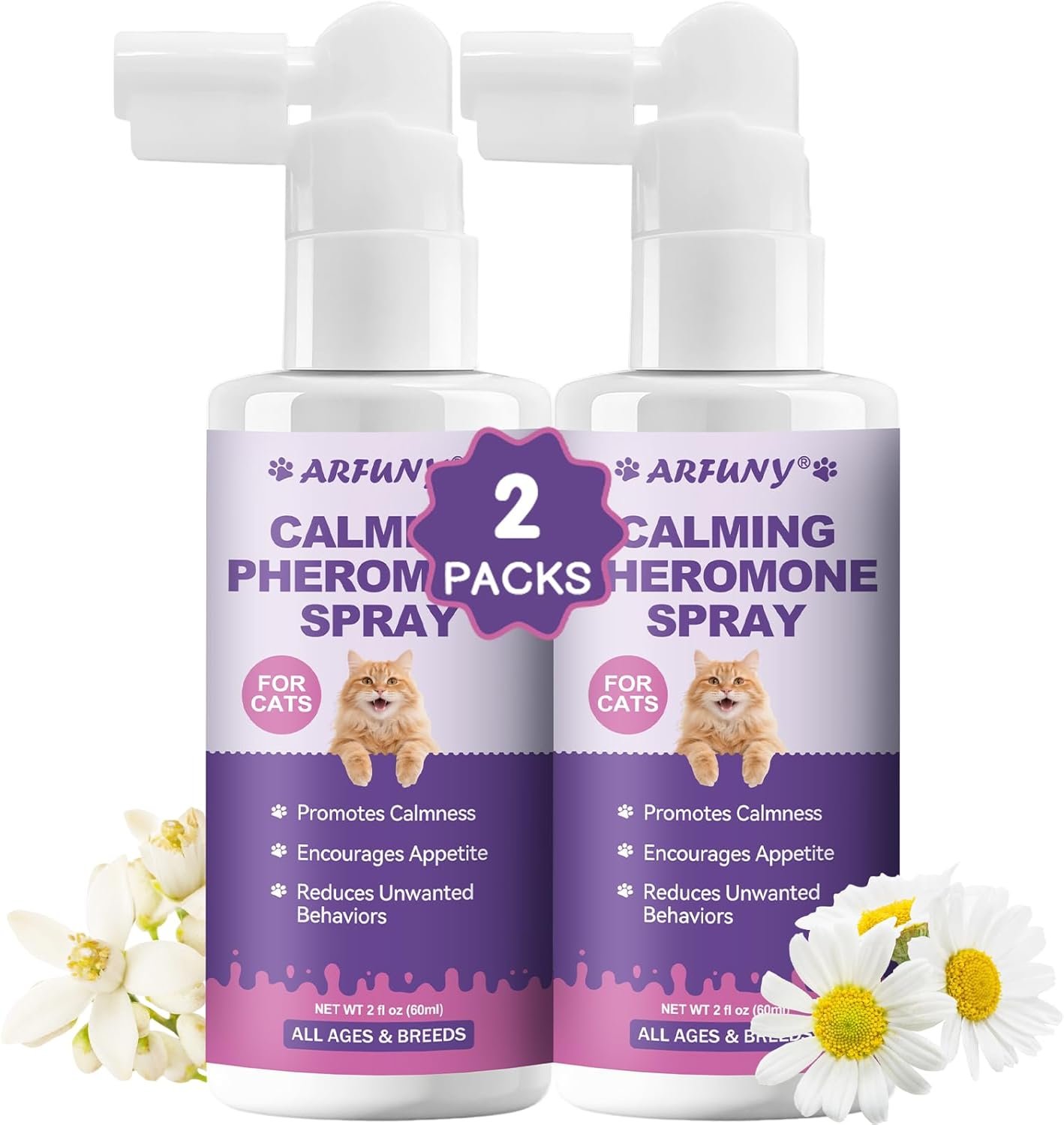 Cat Calming Pheromone Spray – 2-Pack Cat Pheromone Spray Helps Reduce Fighting, Spraying, Scratching & Aggression – Anxiety & Stress Relief for Cats – Travel, Home & Vet Visits – Comfort & Relaxation