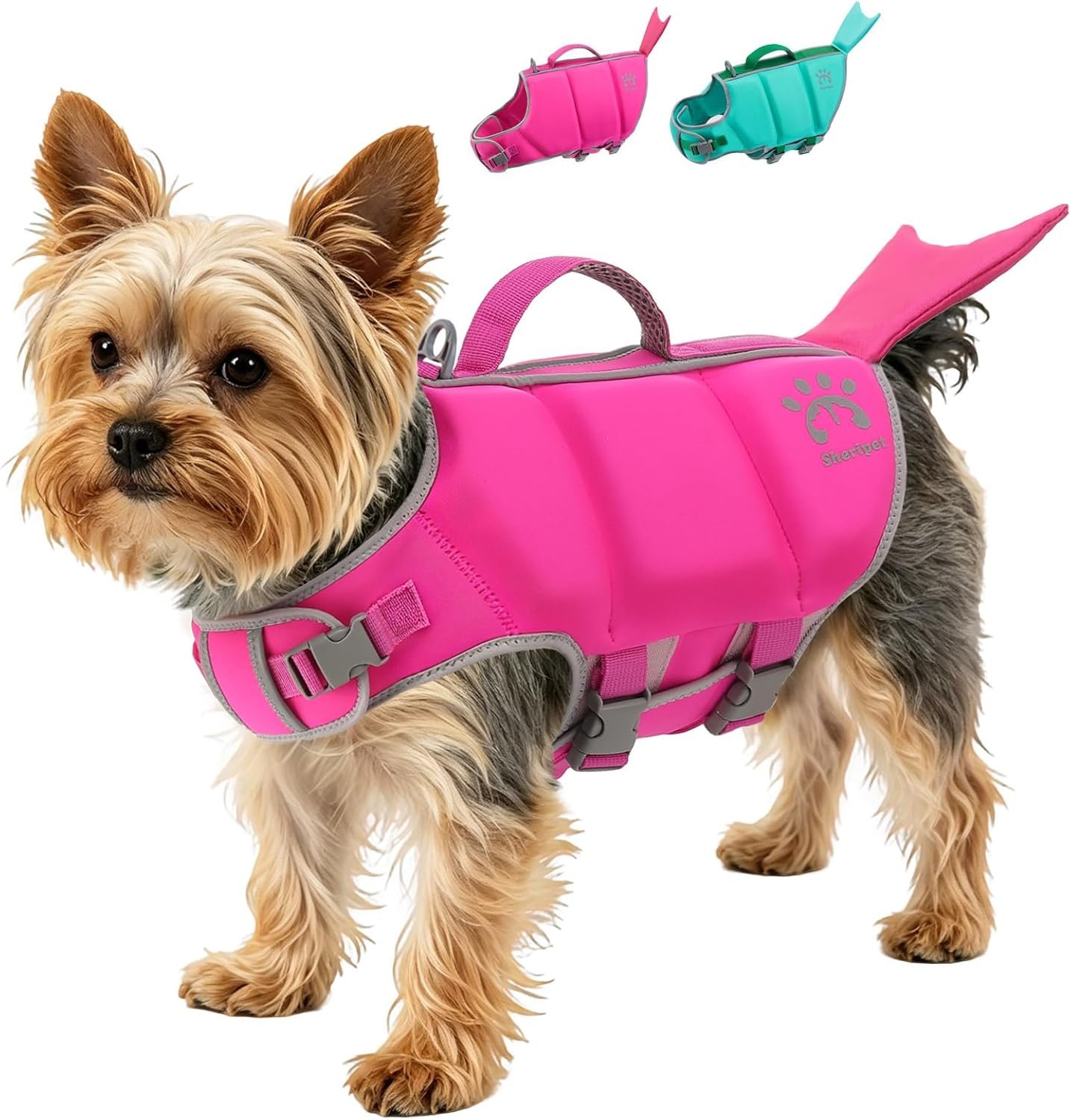 Dog Life Jacket, Dog Life Vests for Swimming Boating, High Buoyancy Pet Swim Vest Swimsuit with Rescue Handle and Reflective Strips, Adjustable Pet Lifesaver Flotation Vest for Dogs (Rosepink, S)