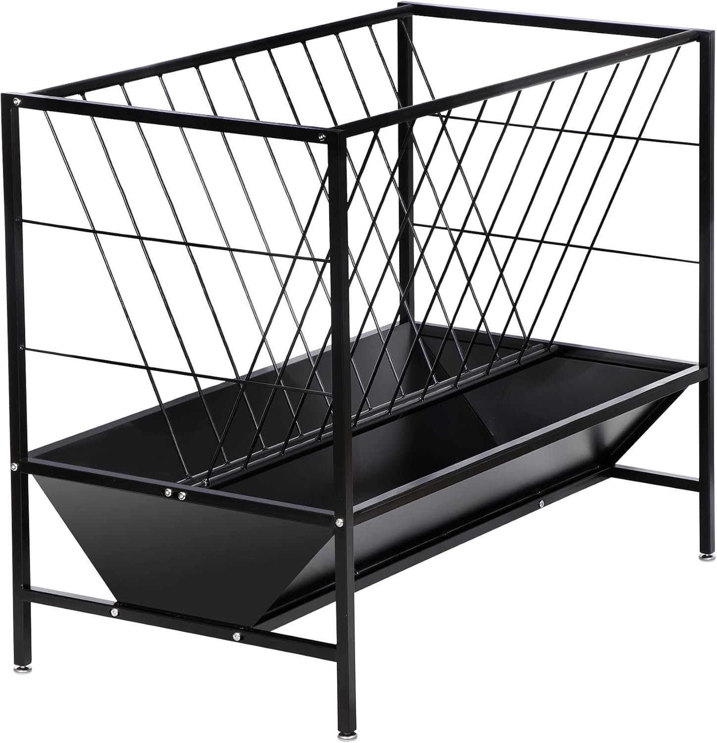 Pasture Hay Feeder 45 Gallon, Heavy-Duty Hay Grain Livestock Feeder with 24 Gallon Feed Pan, Livestock Feeding Trough Quick to Assemble, Feeding Goats, Calves, Cow, Horse for Farms