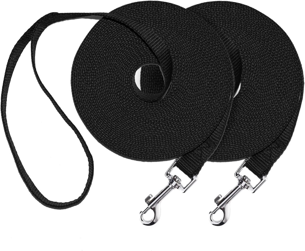 Dog/Puppy Obedience Recall Training Agility Lead – 30ft Training Leash – Great for Training, Play, Camping, or Backyard, 2 Packs Black Long Leash