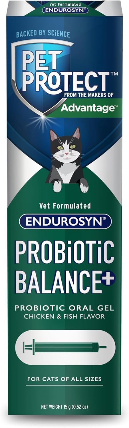 Pet Protect Cat Probiotic Balance+ Oral Gel, Vet-Formulated Endurosyn, Prebiotics & Probiotics for Cats, 3-Day Supply, Chicken & Fish Flavor (15g)