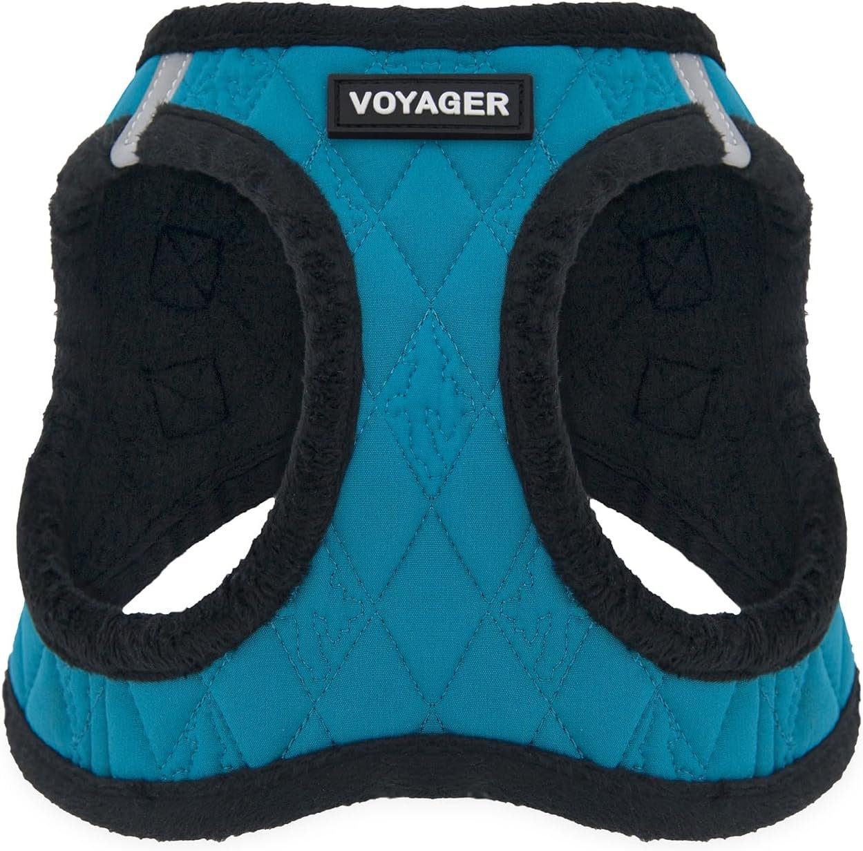 Best Pet Supplies – All Weather Plush, Reflective, No Pull Harness for Small, Medium Dogs, Cats – Secure with Hook & Loop Fastener, Buckle, Double D-Rings – Turquoise Plush, M