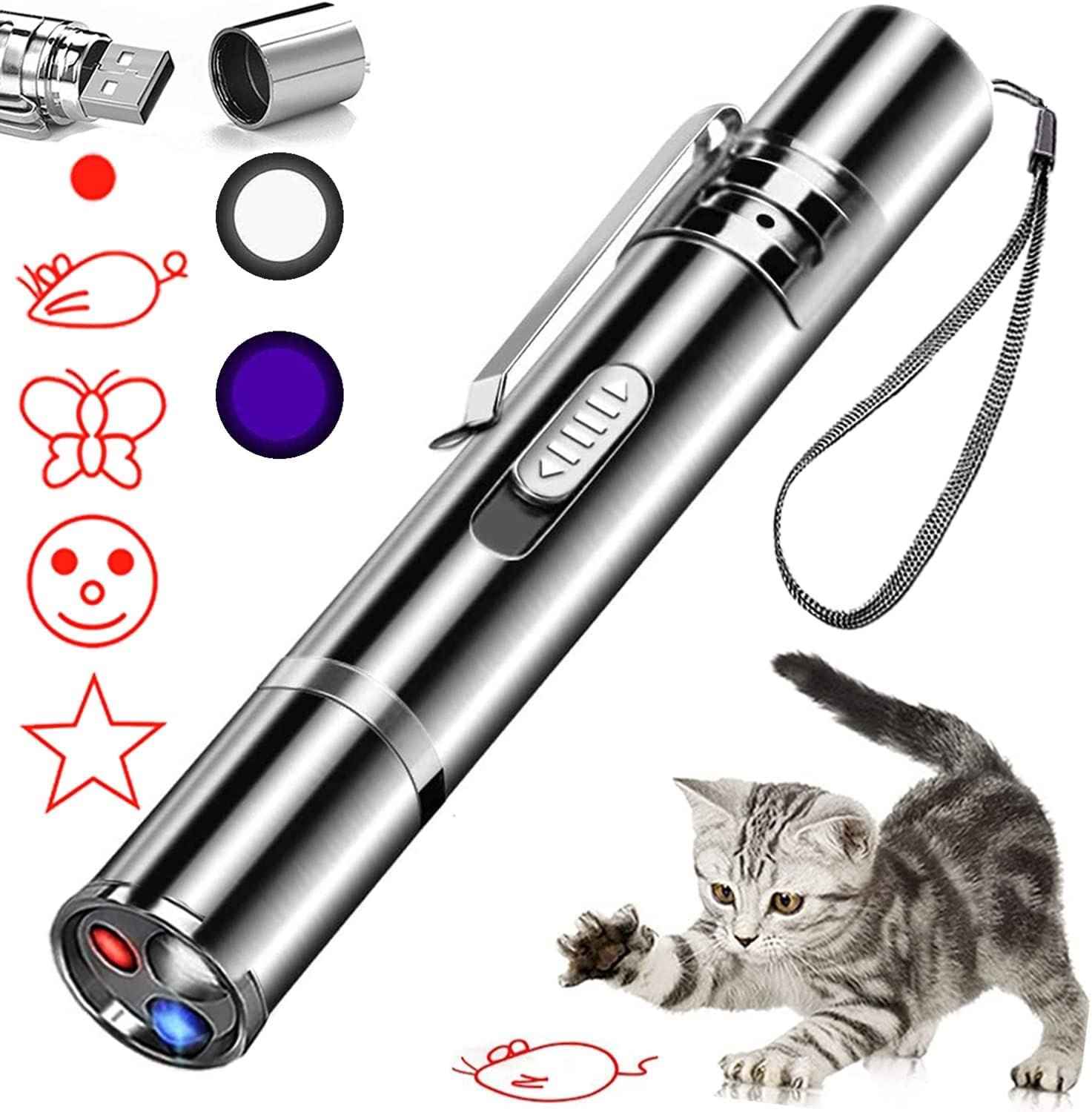 IVVTRYI Rechargeable Laser Cat Toy | 3 Light Modes, 5 Fun Patterns, Chase Play