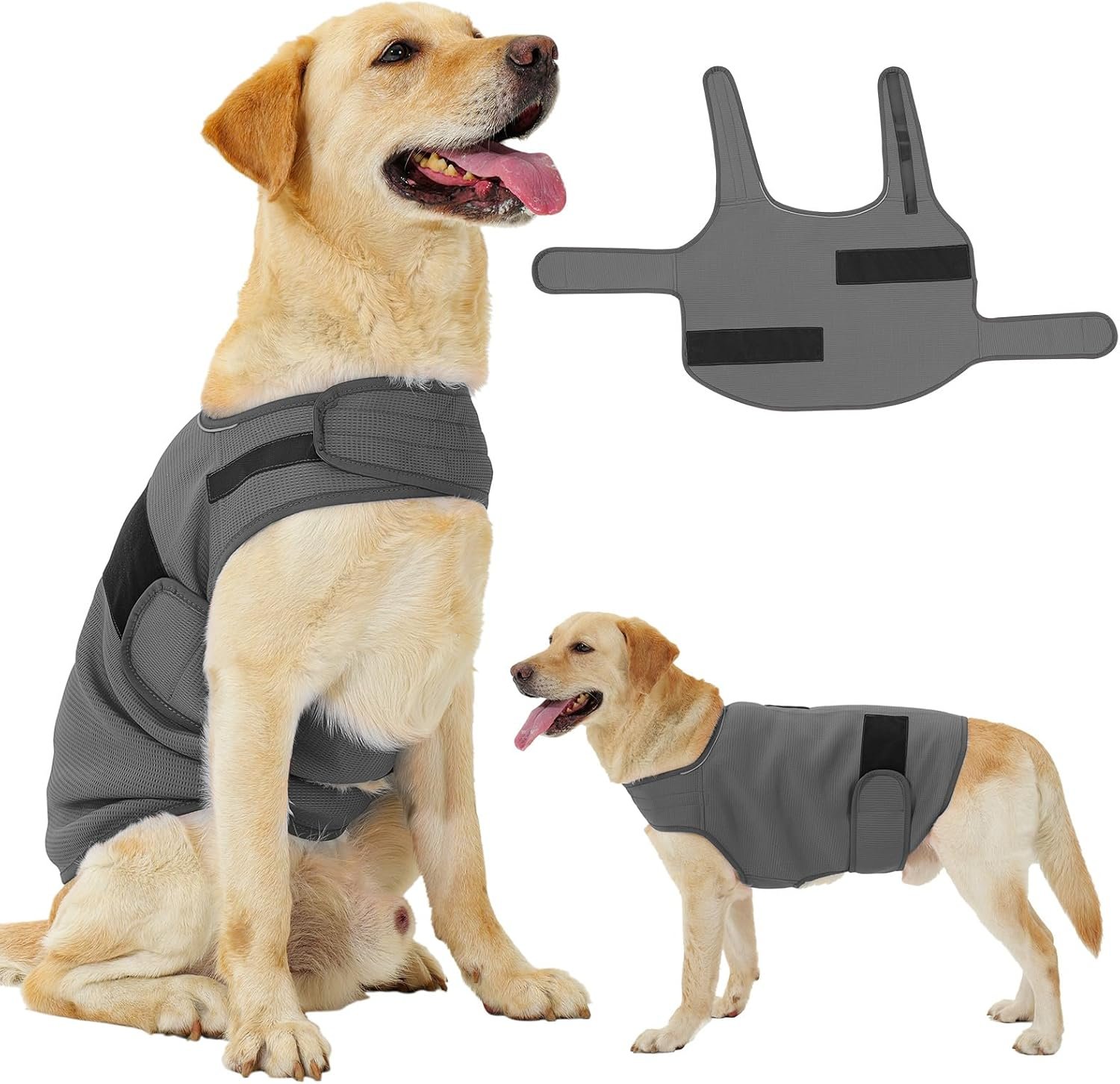 Dog Anxiety Jacket, Calming Jacket – Skin-Friendly Anti-Anxiety Vest for Thunder, Fireworks, Vet Visits and Separation – Helps Keep Dogs Relaxed Without Medicine or Complex Training(Dark Gray,L)
